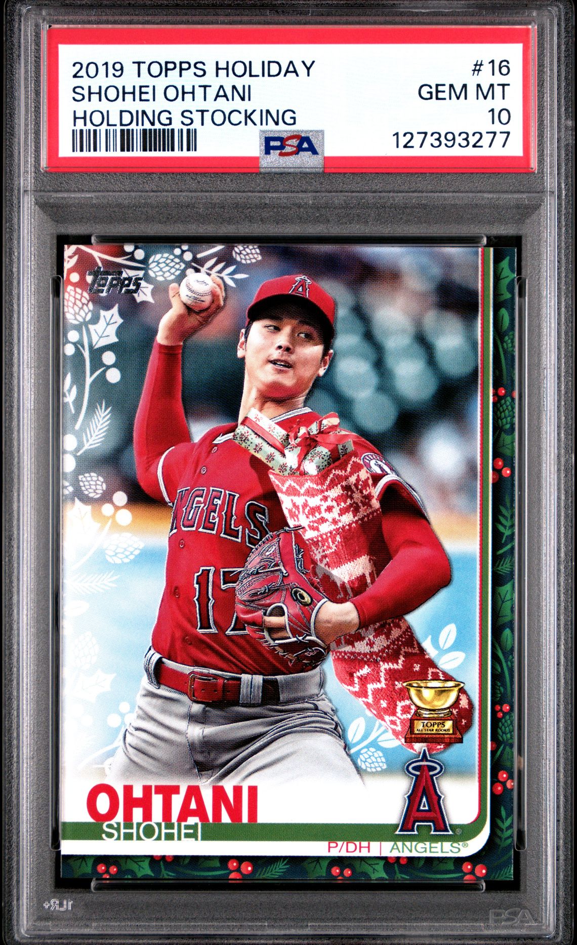 2019 Topps Holiday Shohei Ohtani #16 (Holding Stocking) Gem Mt 10 front