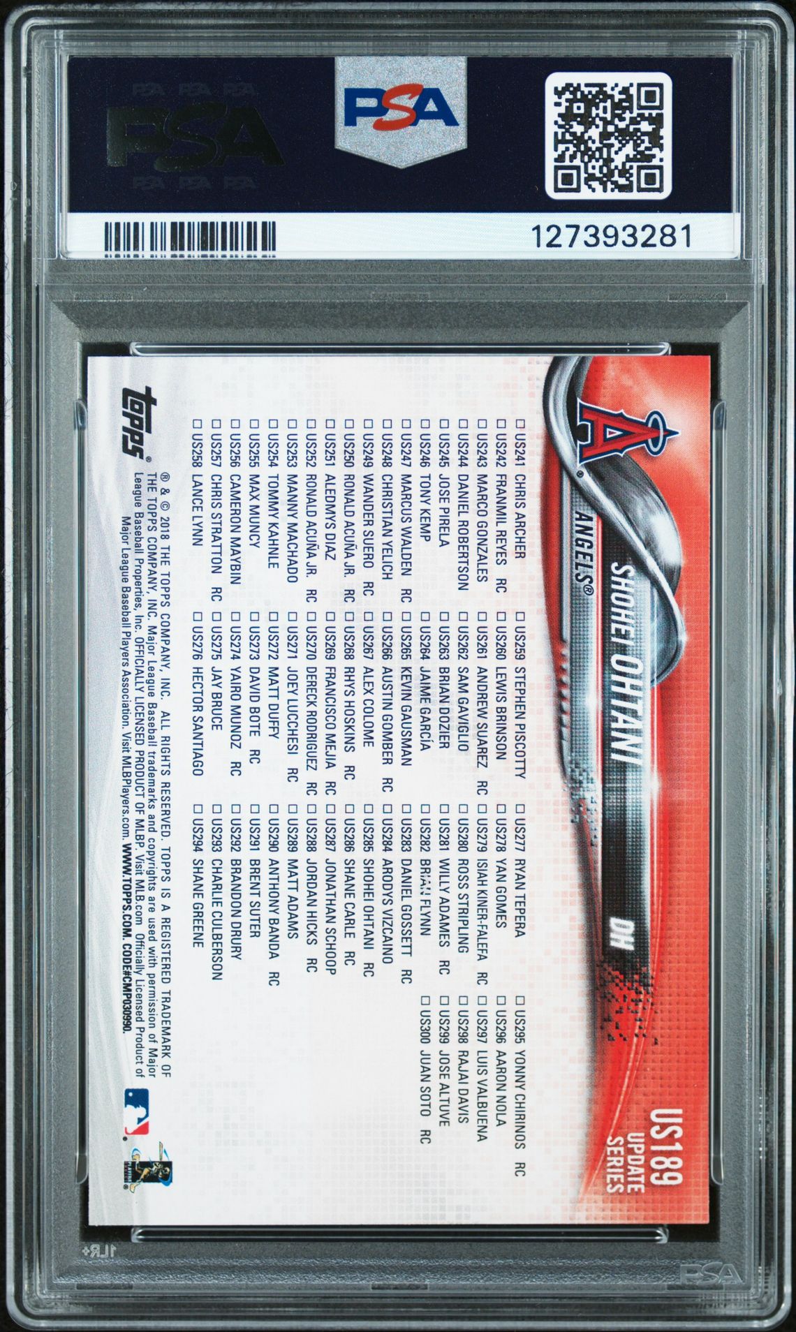2018 Topps Update Shohei Ohtani #Us189 Mint 9 back