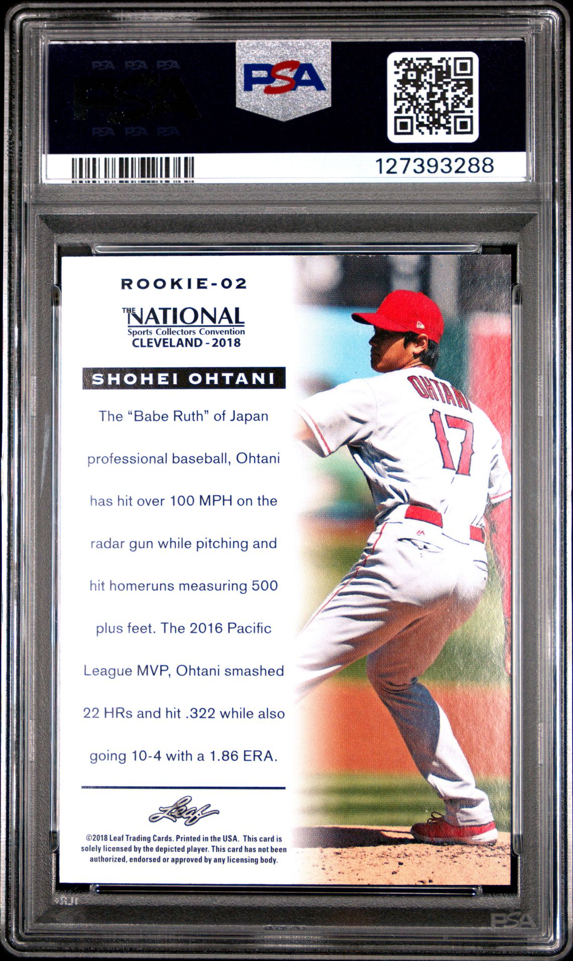 2018 Leaf National Convention Shohei Ohtani Rookie Shohei Ohtani #02 (Rookie) Mint 9 back