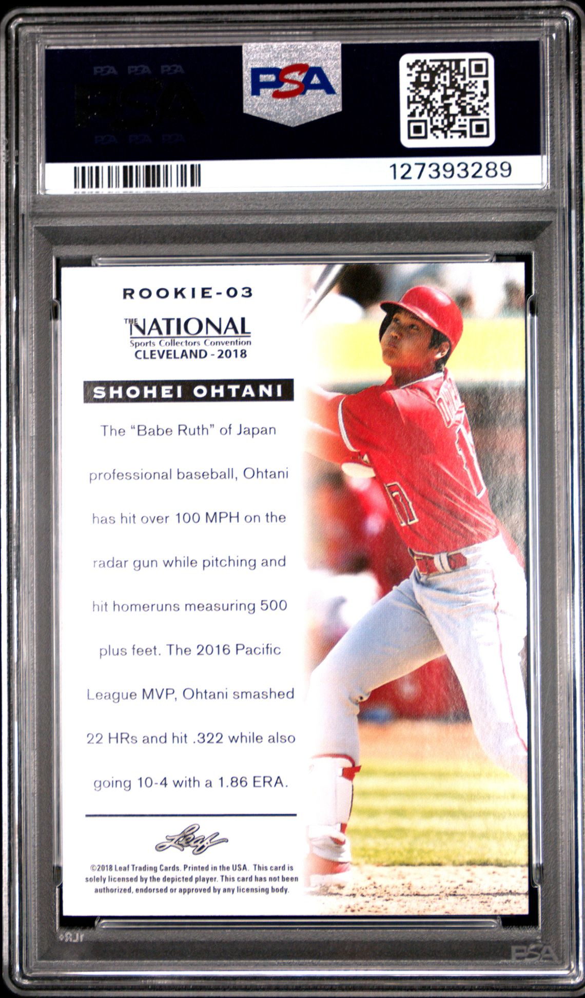 2018 Leaf National Convention Shohei Ohtani Rookie Shohei Ohtani #03 (Rookie) Mint 9 back