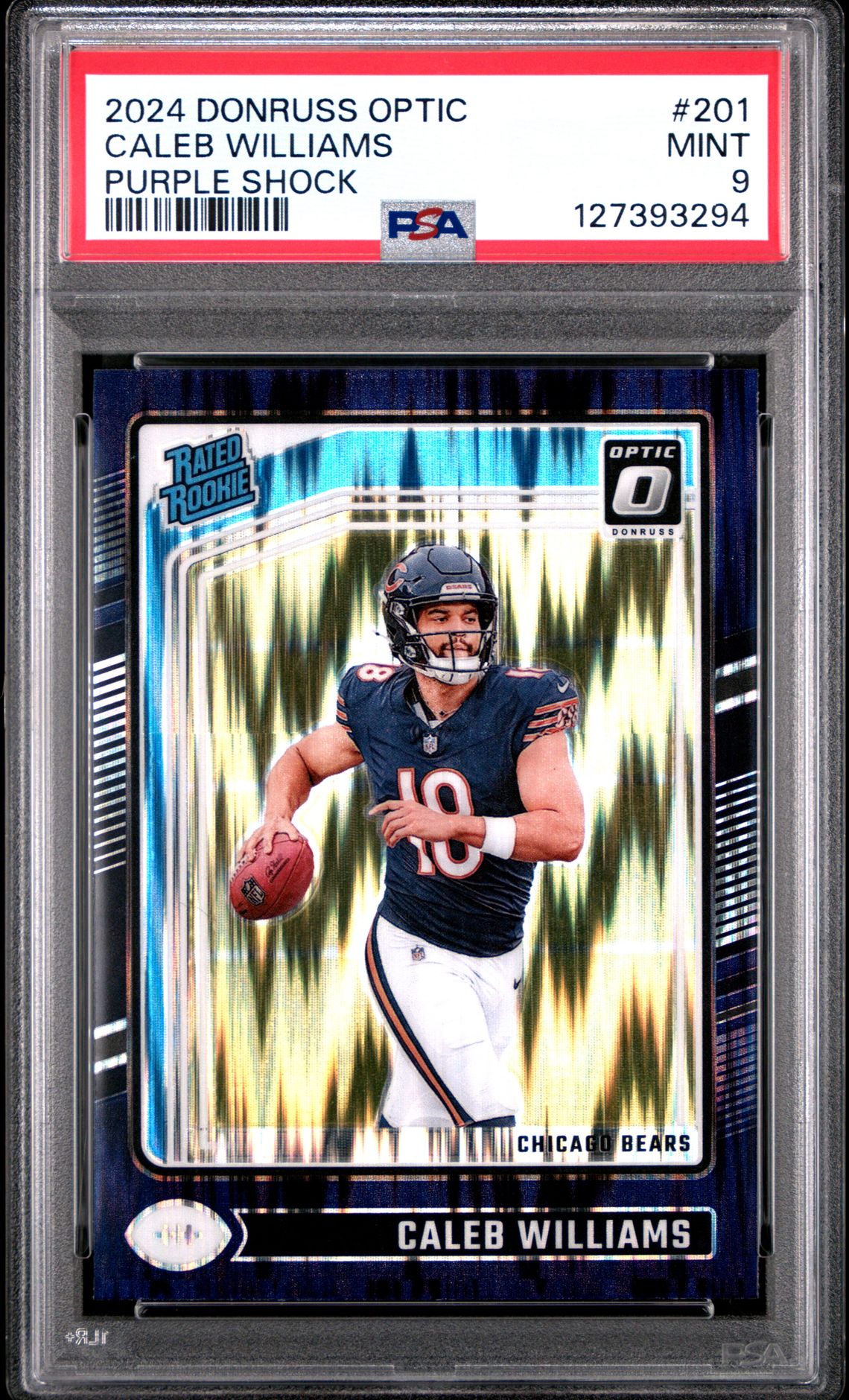 2024 Panini Donruss Optic Caleb Williams #201 (Purple Shock) Mint 9 front