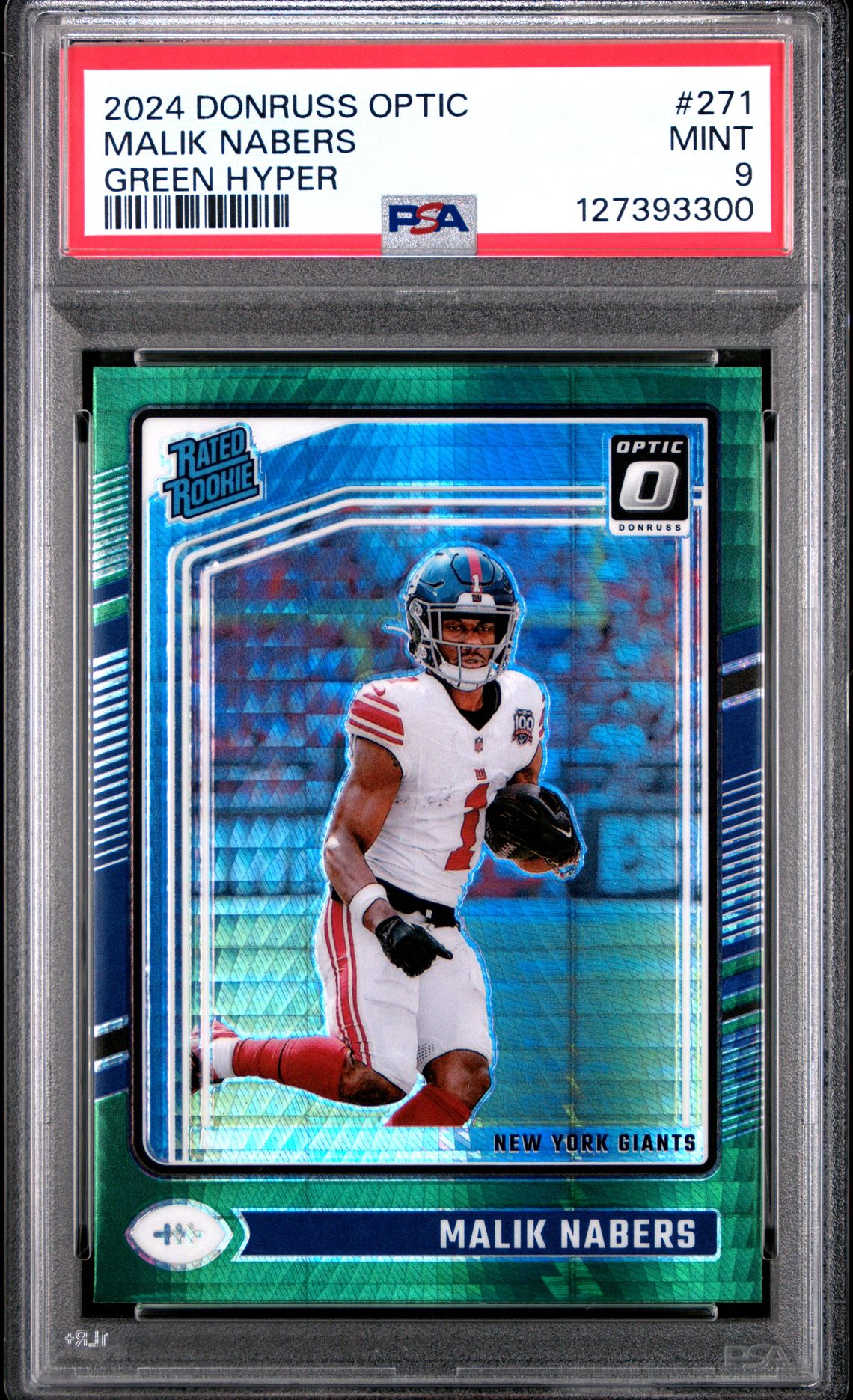 2024 Panini Donruss Optic Malik Nabers #271 (Green Hyper) Mint 9 front