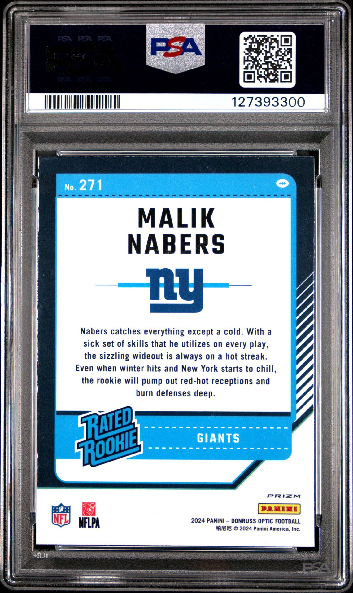 2024 Panini Donruss Optic Malik Nabers #271 (Green Hyper) Mint 9 back