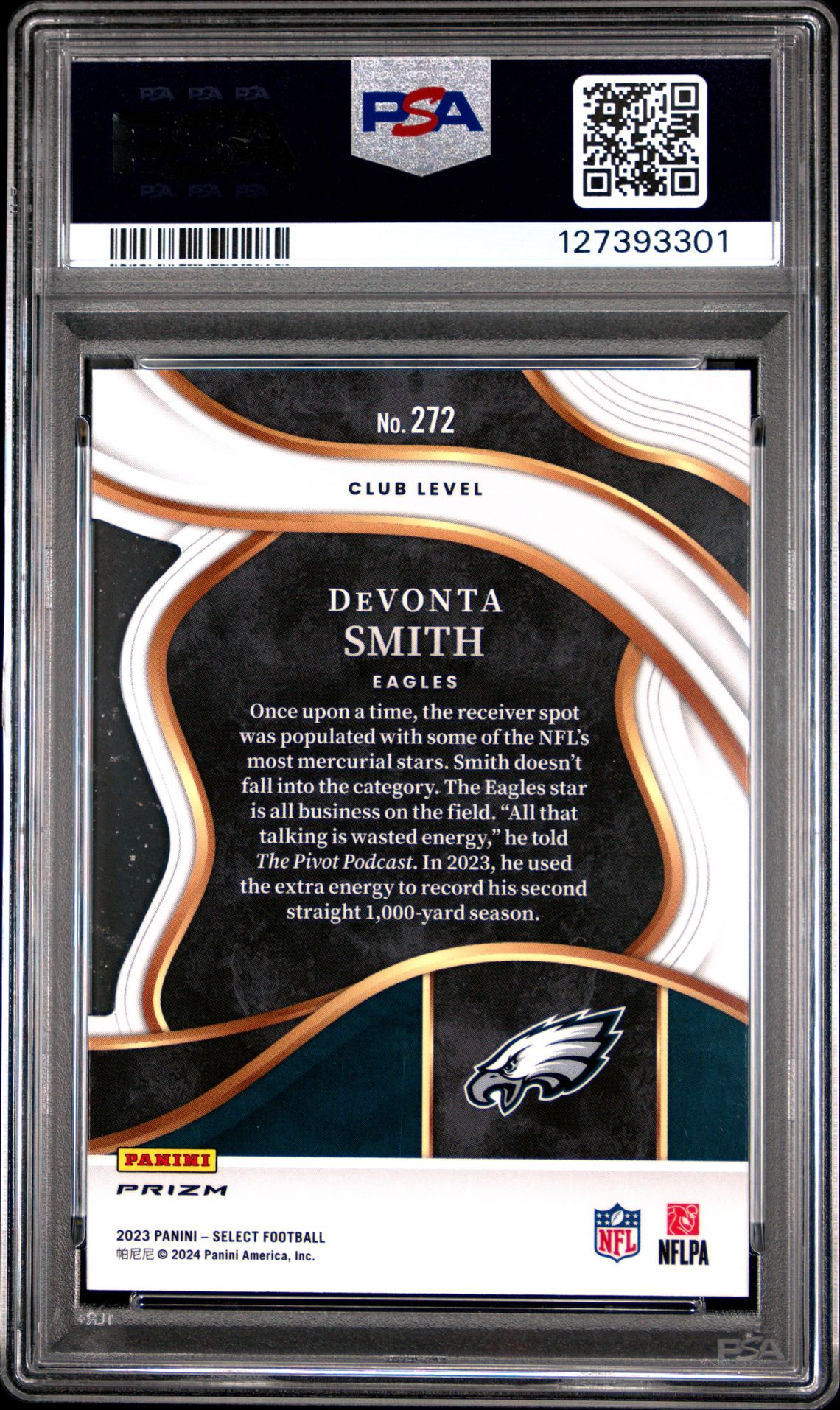 2023 Panini Select Devonta Smith #272 (Die-Cut Red & Blue Prizm) Mint 9 back