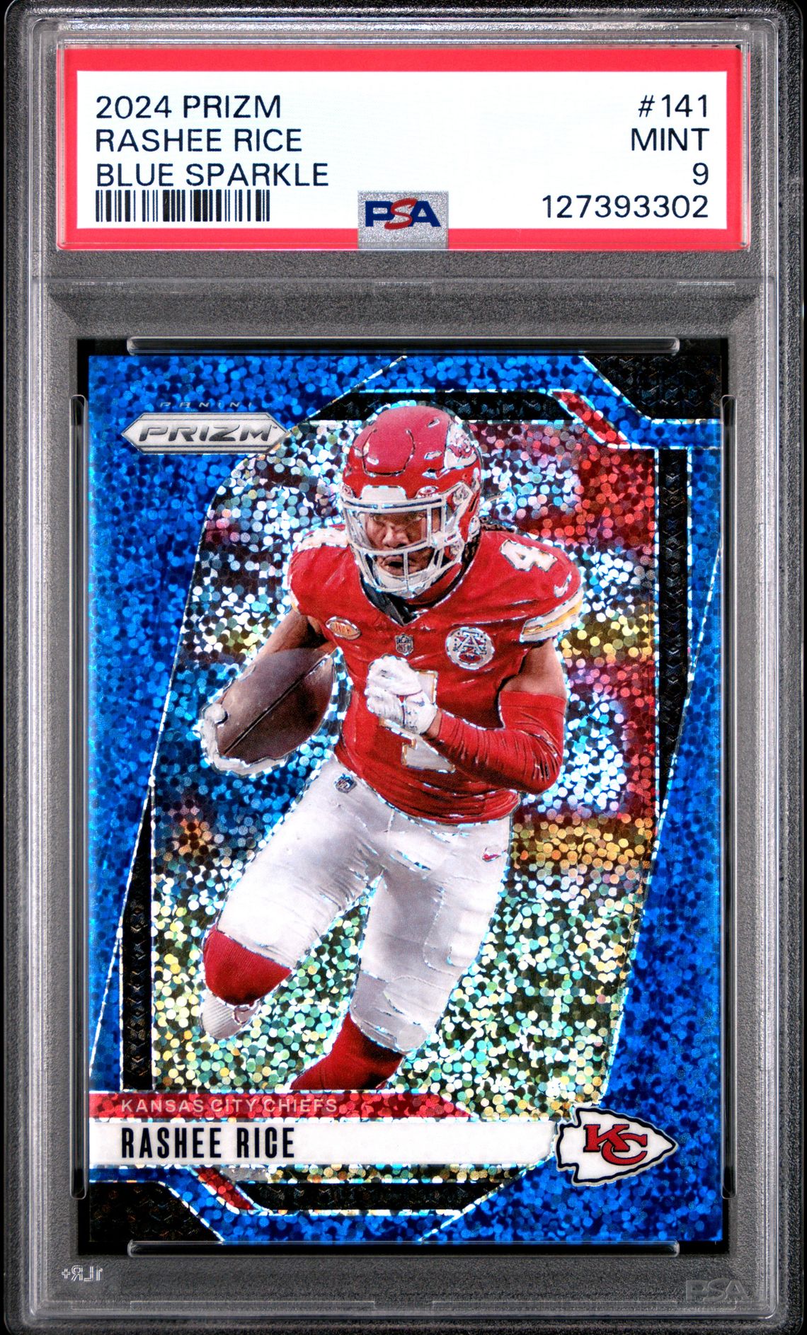 2024 Panini Prizm Rashee Rice #141 (Blue Sparkle) Mint 9 front