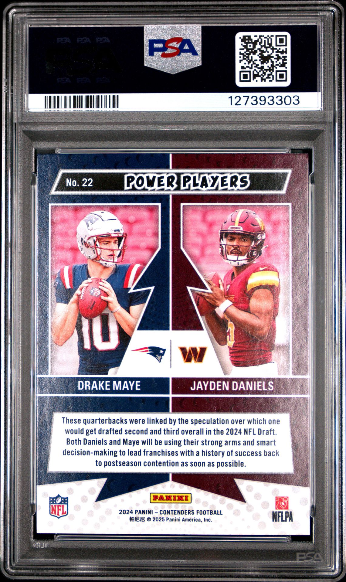 2024 Panini Contenders Power Players Maye/Daniels #22 Mint 9 back