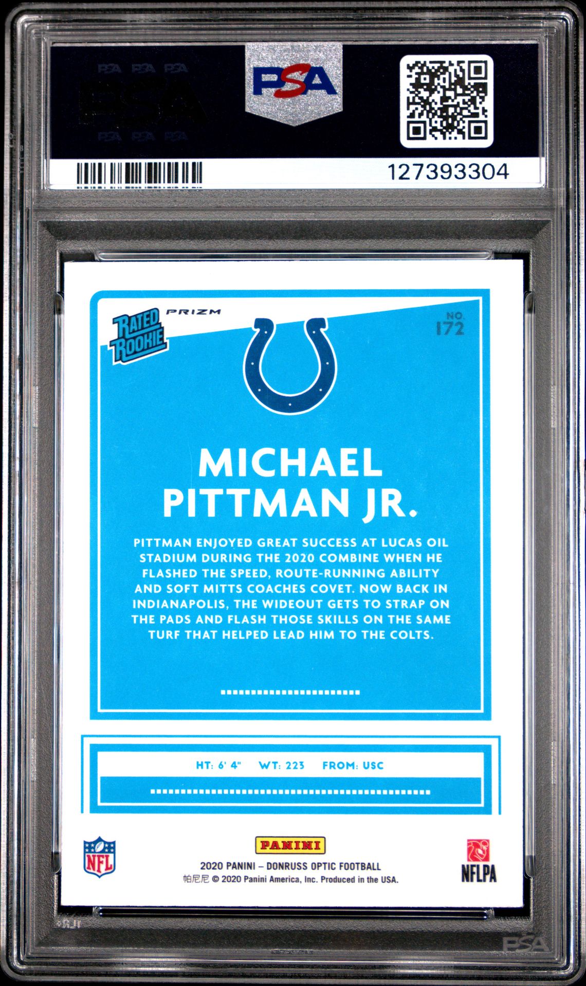 2020 Panini Donruss Optic Michael Pittman Jr. #172 (Red Mojo) Gem Mt 10 back