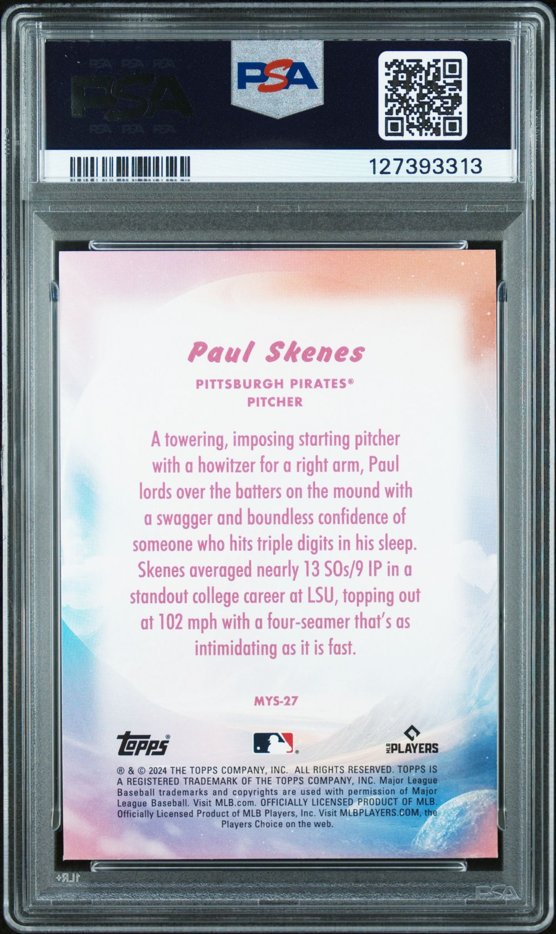 2024 Topps Update Mystical Paul Skenes #Mys27 Gem Mt 10 back
