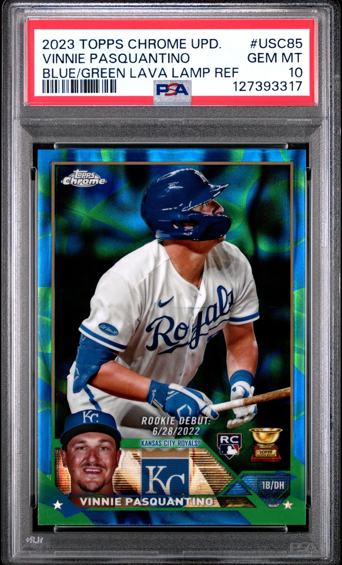 2023 Topps Chrome Update Vinnie Pasquantino #Usc85 (Blue/Green Lava Lamp Ref) Gem Mt 10 front