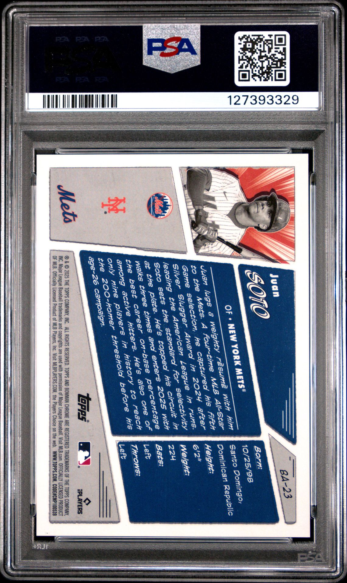 2025 Bowman Anime Juan Soto #Ba23 Mint 9 back