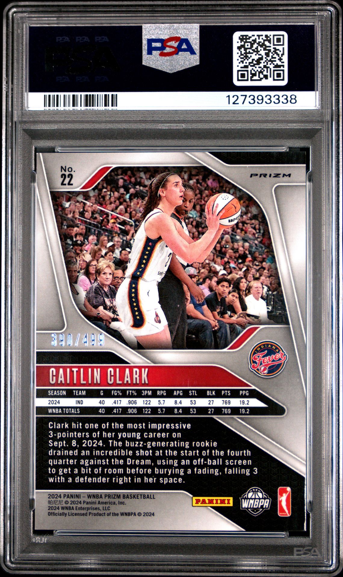2024 Panini Prizm Wnba Caitlin Clark #22 (Pulsar) Nm 7 back