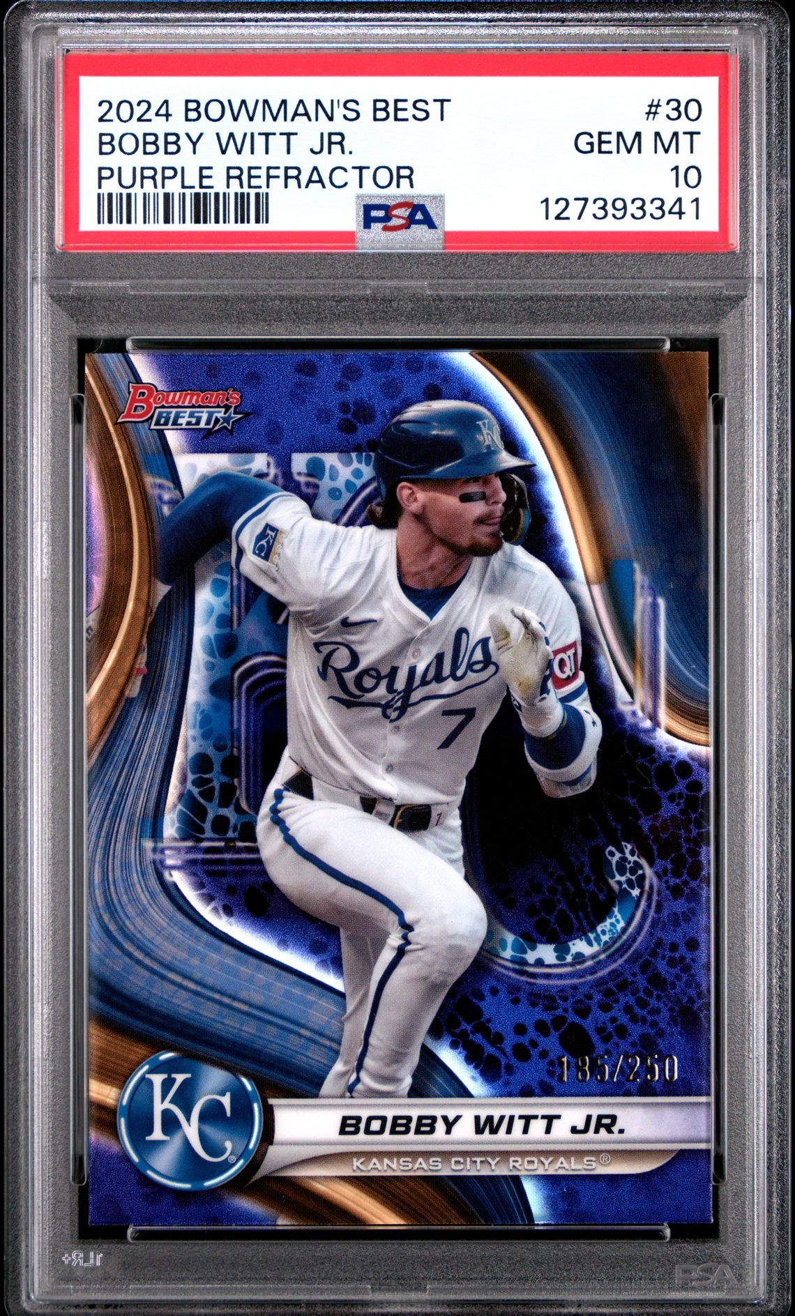 2024 Bowman's Best Bobby Witt Jr. #30 (Purple Refractor) Gem Mt 10 front