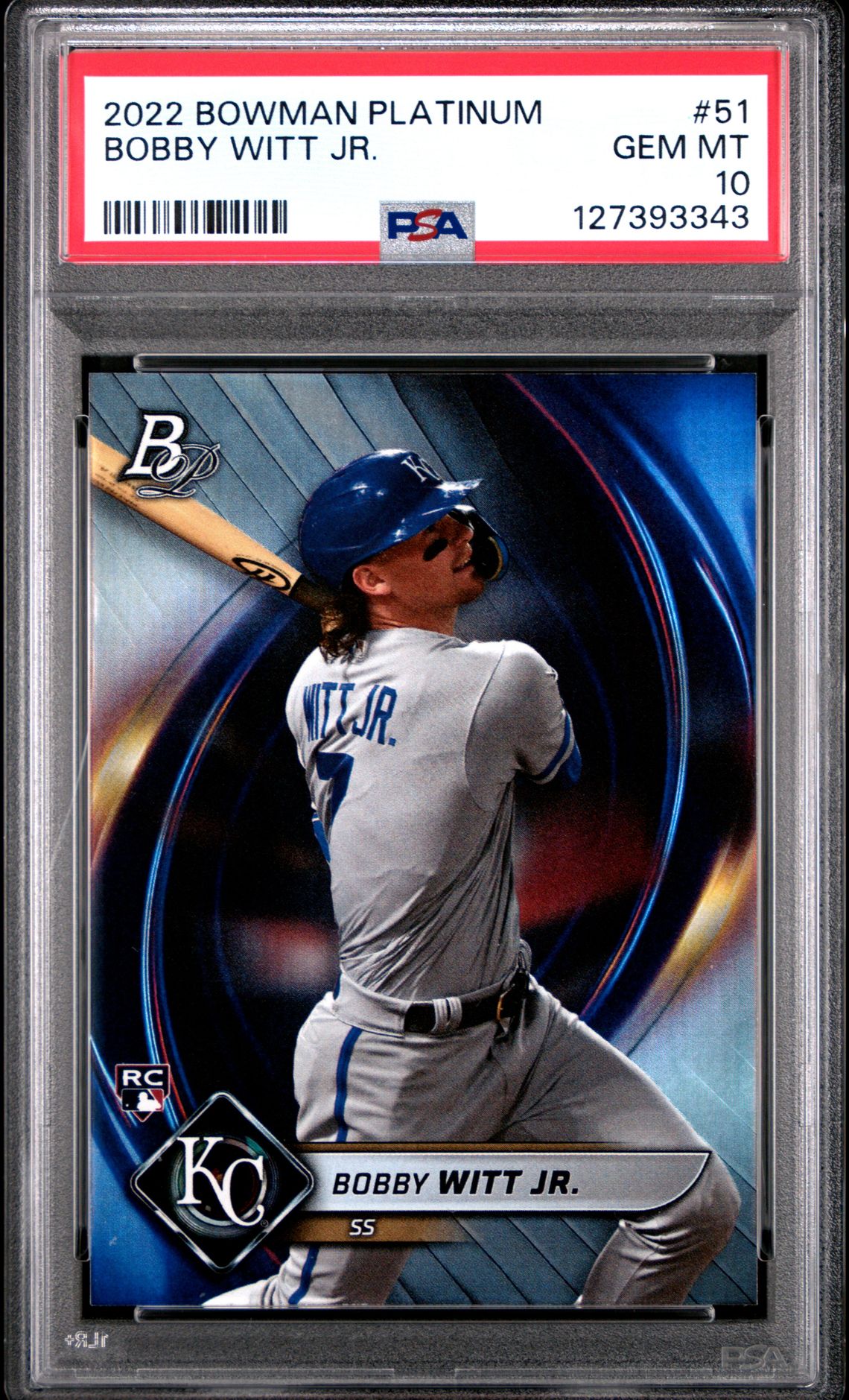 2022 Bowman Platinum Bobby Witt Jr. #51 Gem Mt 10 front