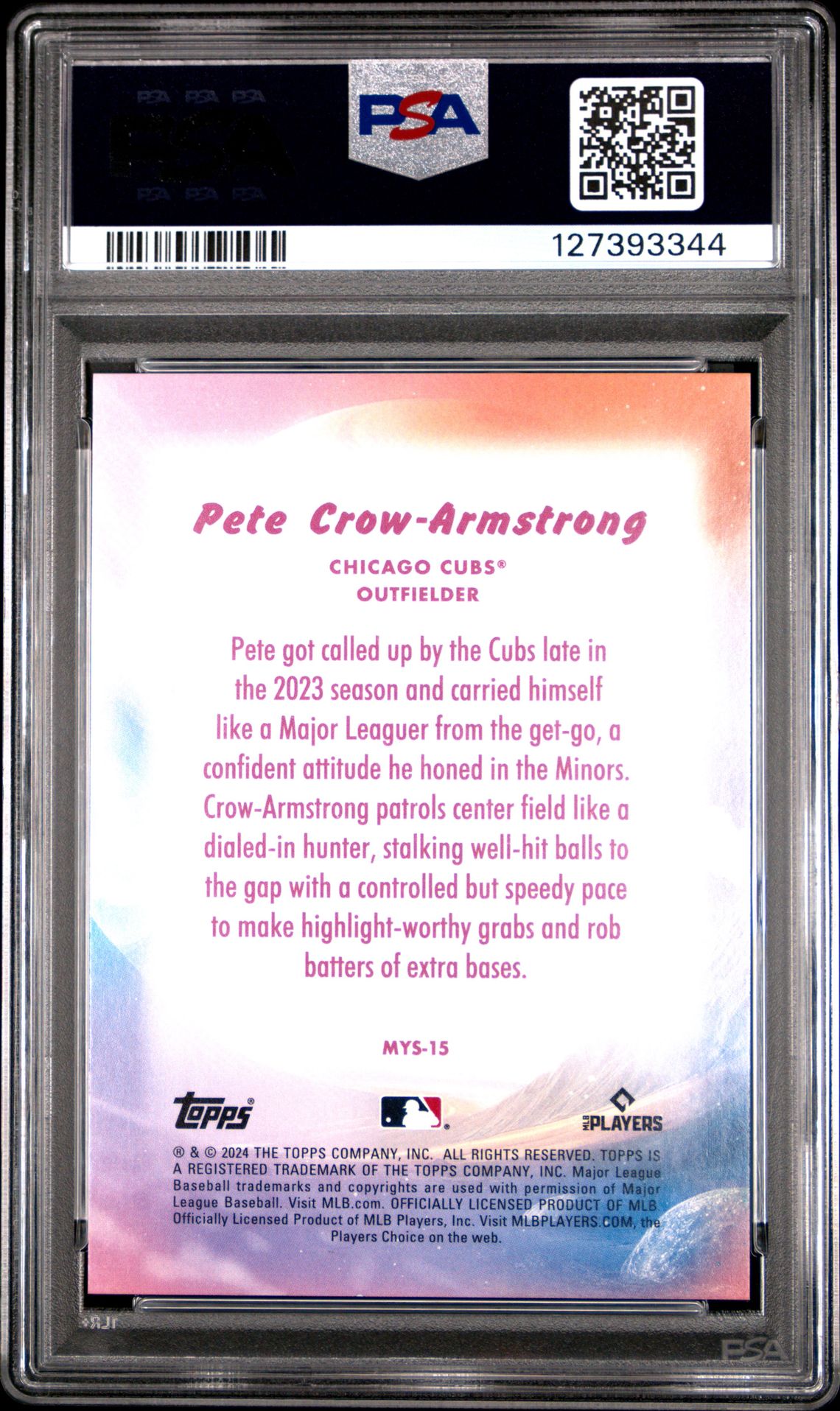 2024 Topps Update Mystical Pete Crow-Armstrong #Mys15 (Mystical-Black) Gem Mt 10 back