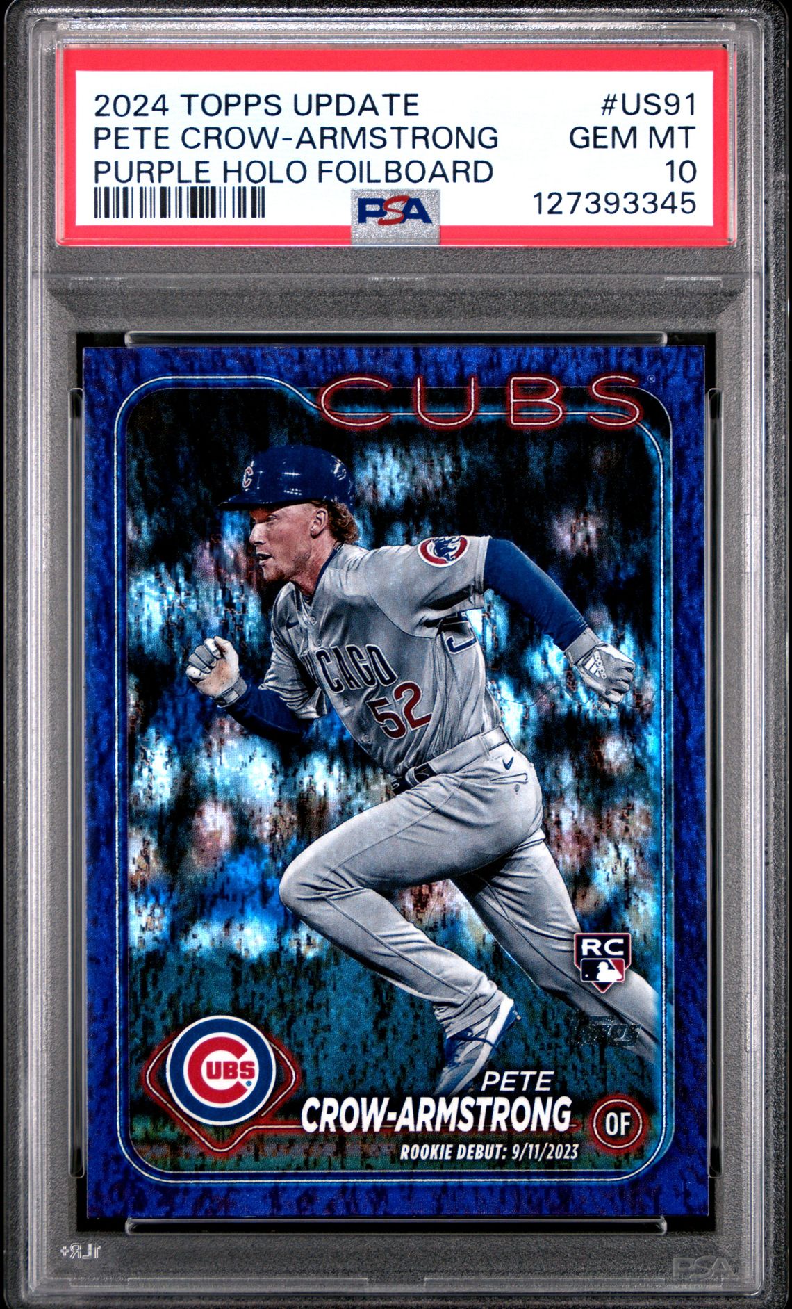 2024 Topps Update Pete Crow-Armstrong #Us91 (Purple Holo Foilboard) Gem Mt 10 front