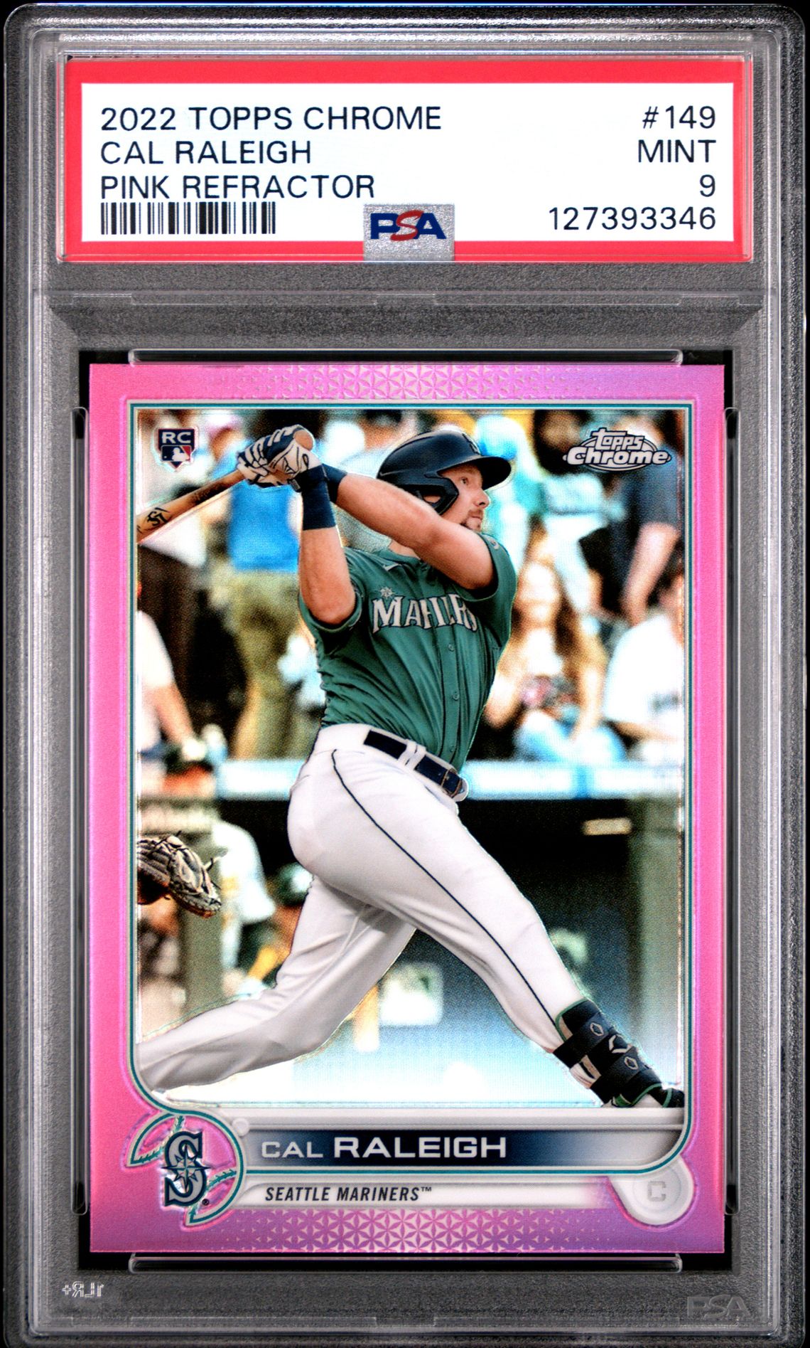 2022 Topps Chrome Cal Raleigh #149 (Pink Refractor) Mint 9 front