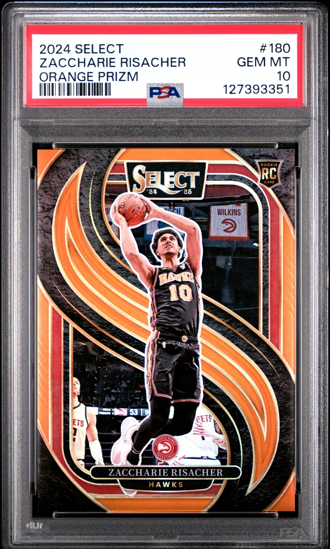 2024 Panini Select Zaccharie Risacher #180 (Orange Prizm) Gem Mt 10 front