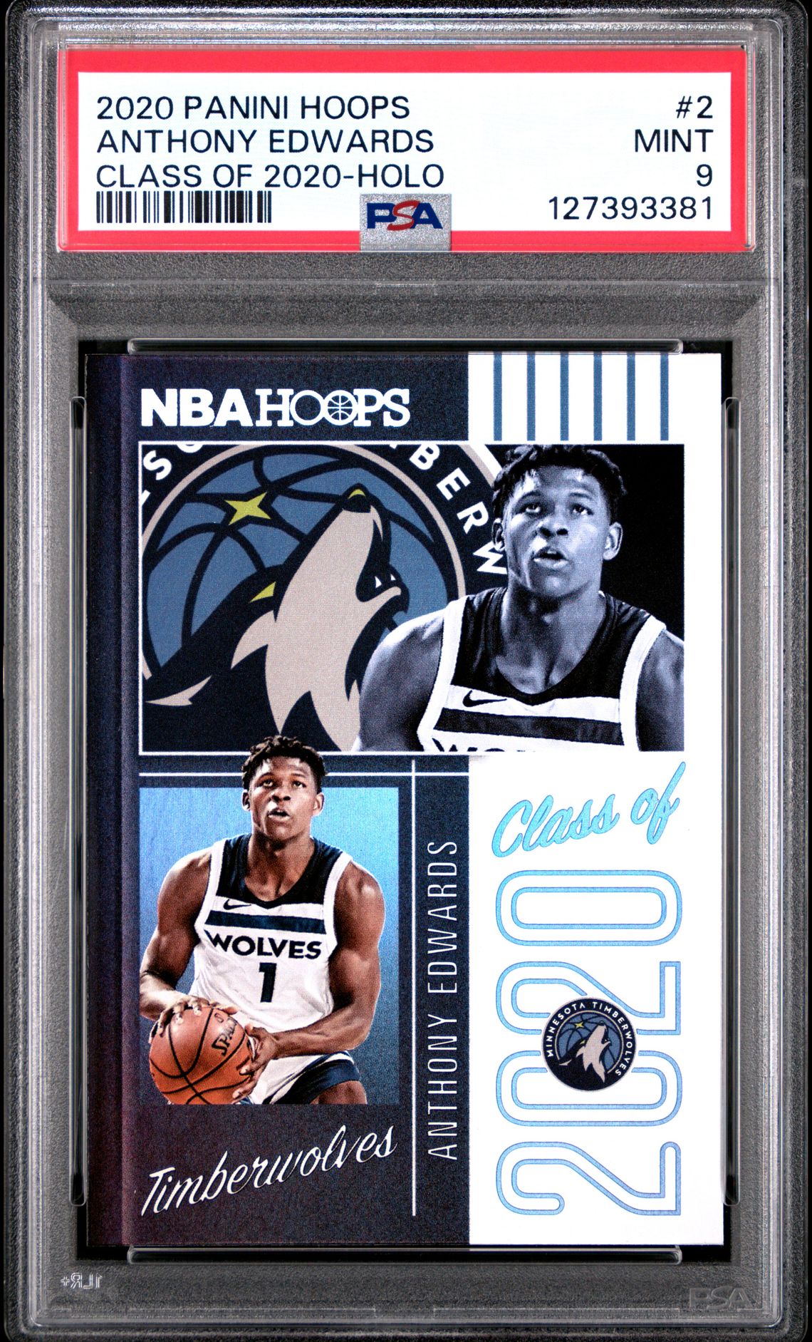 2020 Panini Hoops Class Of 2020 Anthony Edwards #2 (Class Of 2020-Holo) Mint 9 front