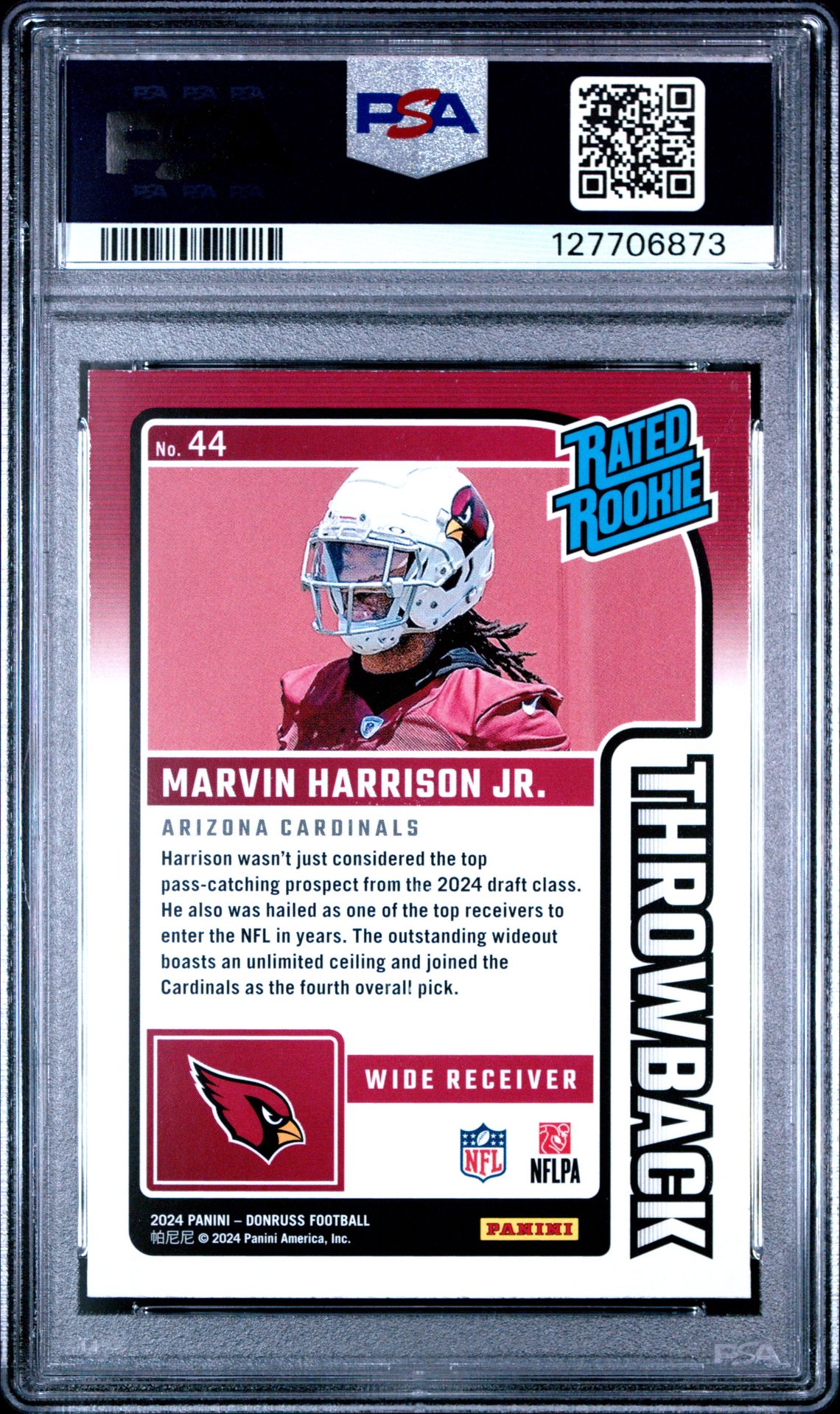 2024 Panini Donruss Rated Rookies Throwback Marvin Harrison Jr. #44 Nm-Mt 8 back