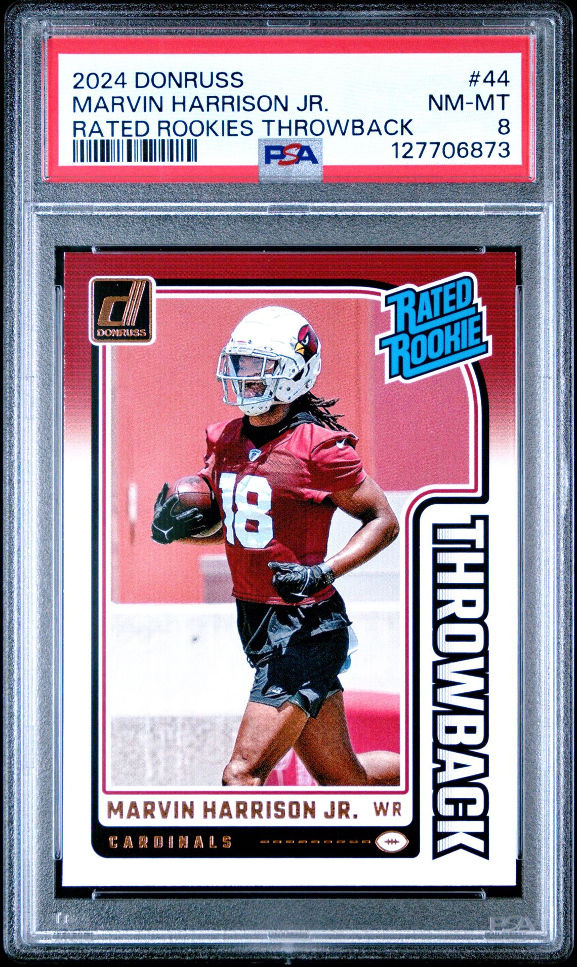 2024 Panini Donruss Rated Rookies Throwback Marvin Harrison Jr. #44 Nm-Mt 8 front