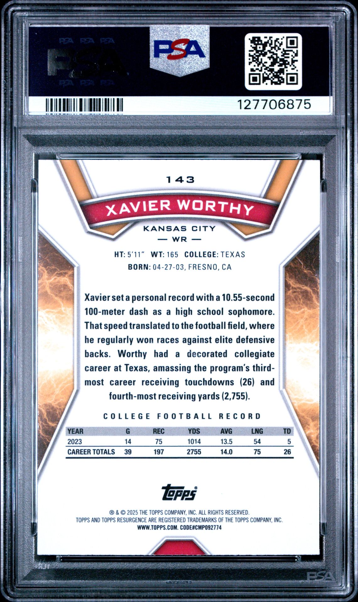 2024 Topps Resurgence Xavier Worthy #143 (Aqua Surge) Mint 9 back