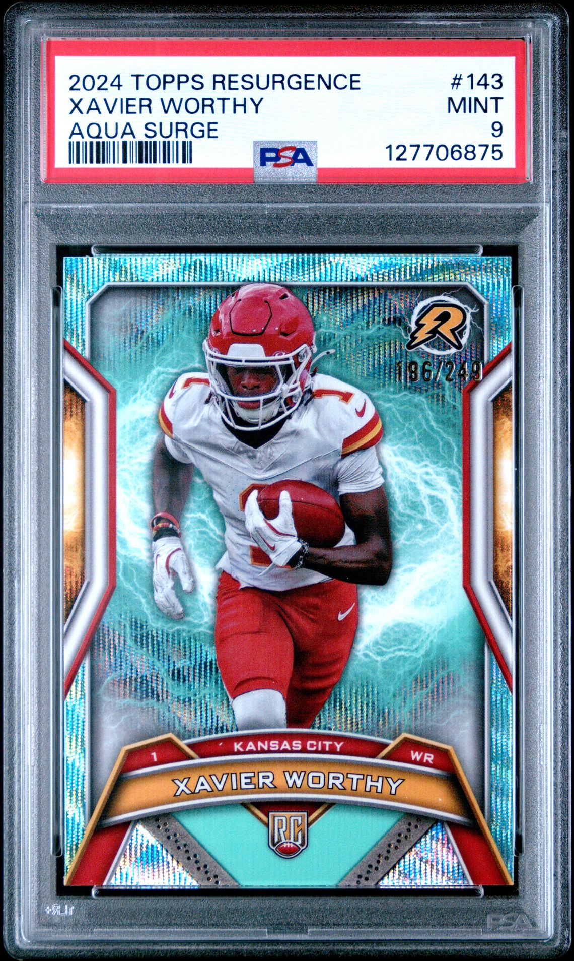 2024 Topps Resurgence Xavier Worthy #143 (Aqua Surge) Mint 9 front