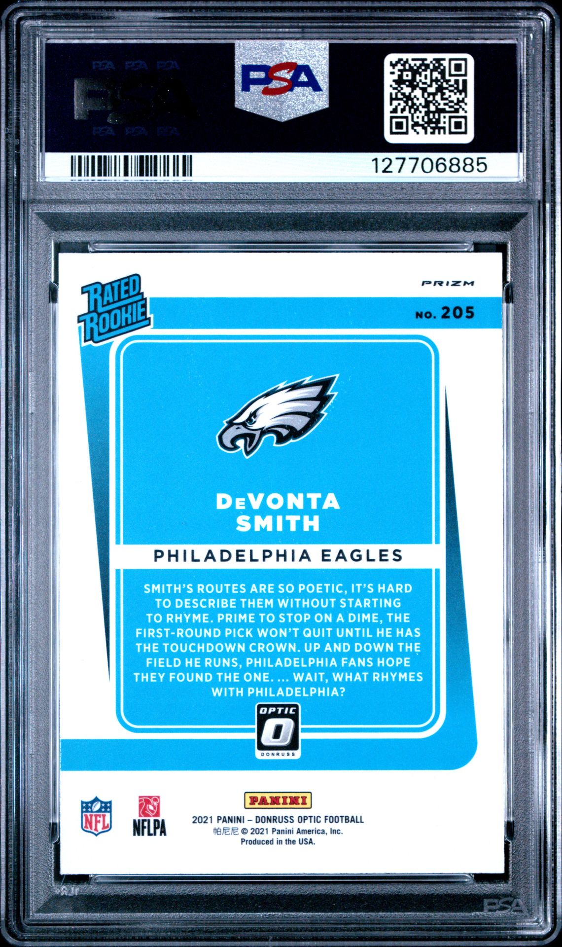 2021 Panini Donruss Optic Devonta Smith #205 (Red Mojo) Mint 9 back