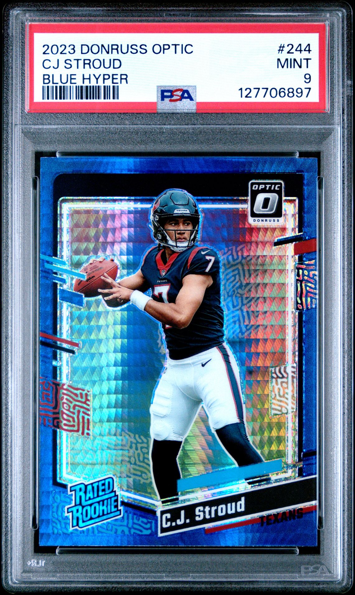 2023 Panini Donruss Optic Cj Stroud #244 (Blue Hyper) Mint 9 front