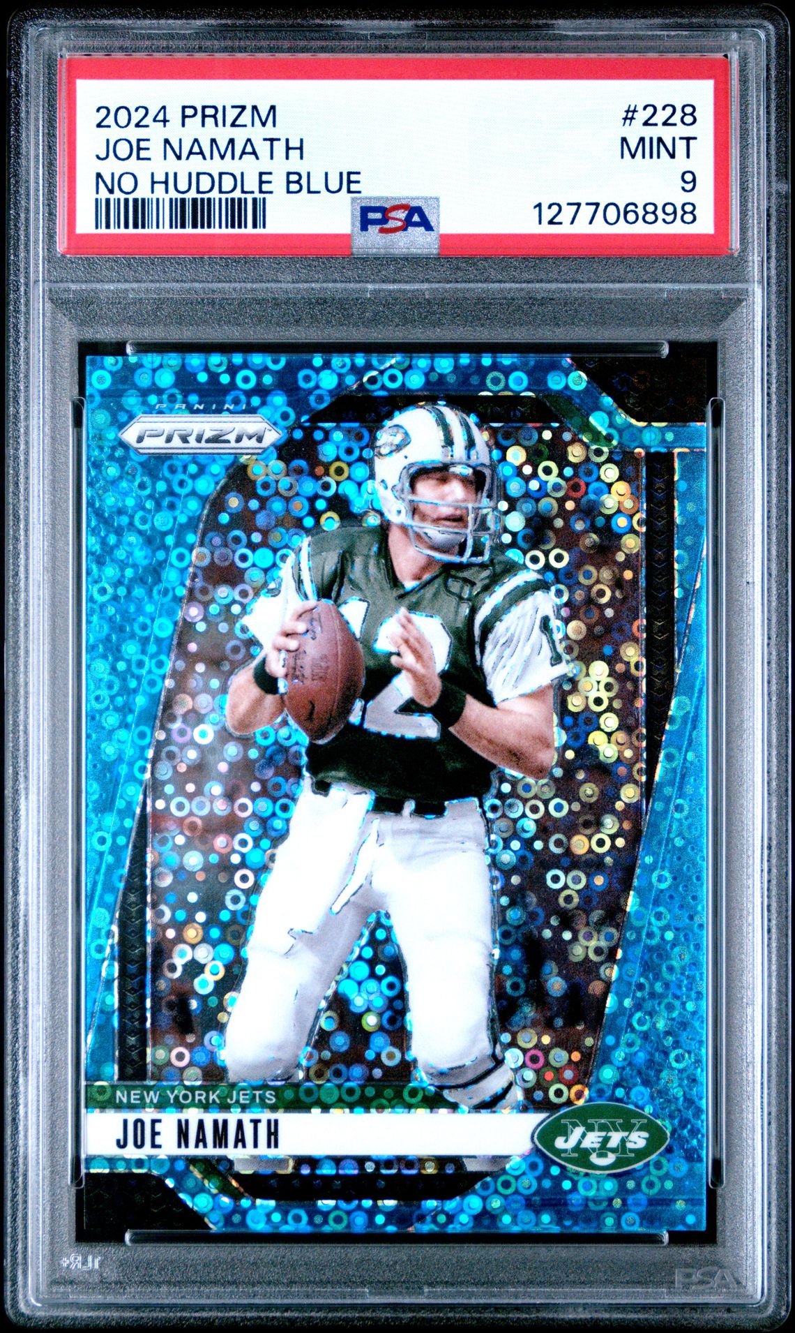 2024 Panini Prizm Joe Namath #228 (No Huddle Blue) Mint 9 front