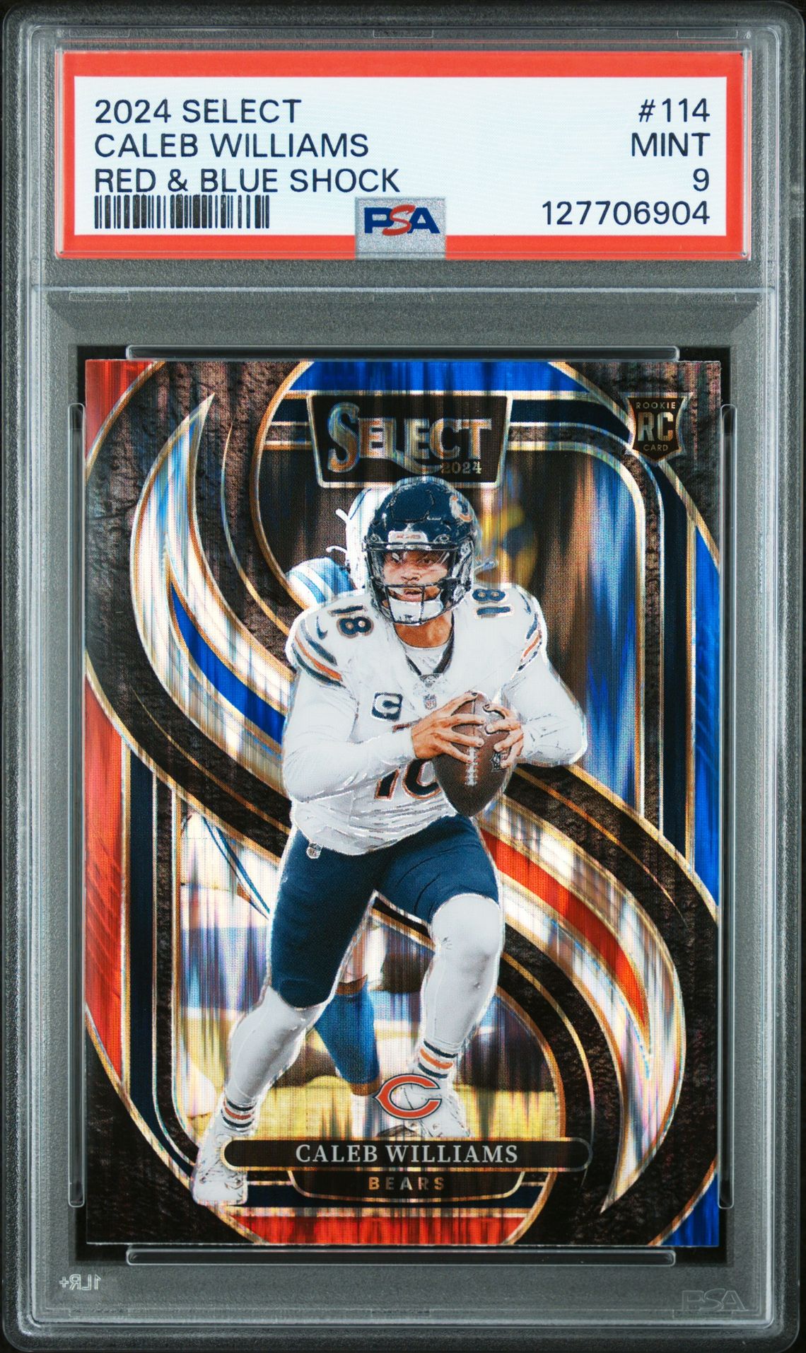 2024 Panini Select Caleb Williams #114 (Red & Blue Shock) Mint 9 front