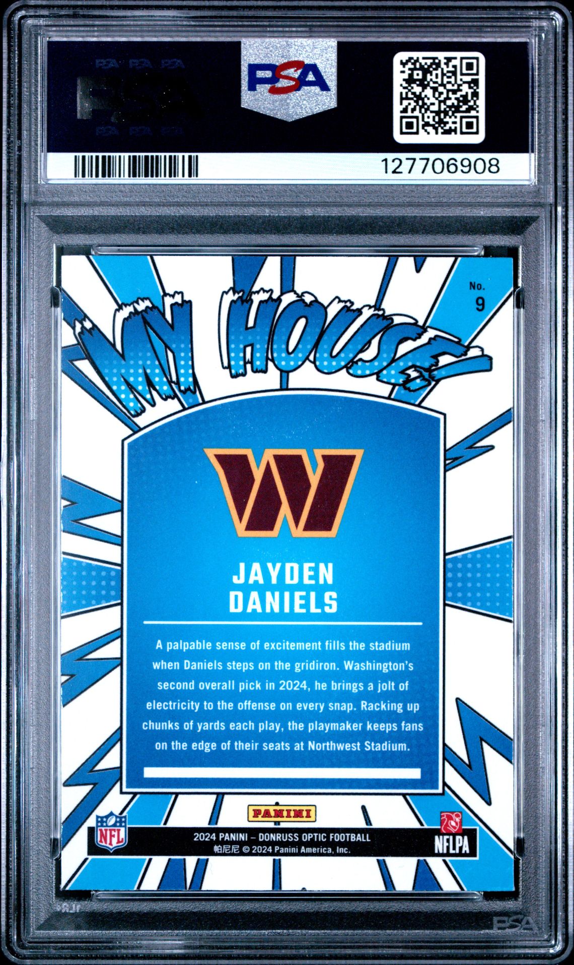 2024 Panini Donruss Optic My House! Jayden Daniels #9 Mint 9 back