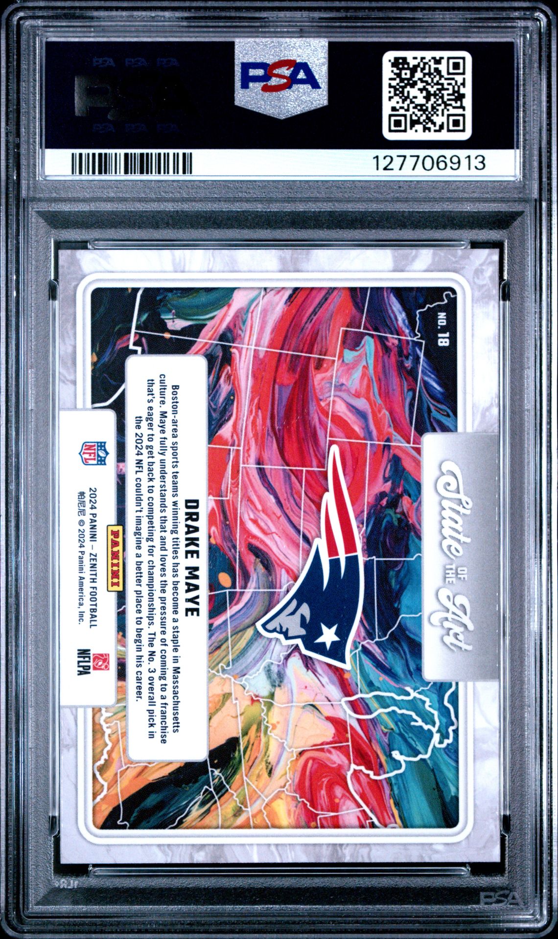 2024 Panini Zenith State Of The Art Drake Maye #18 Nm-Mt 8 back