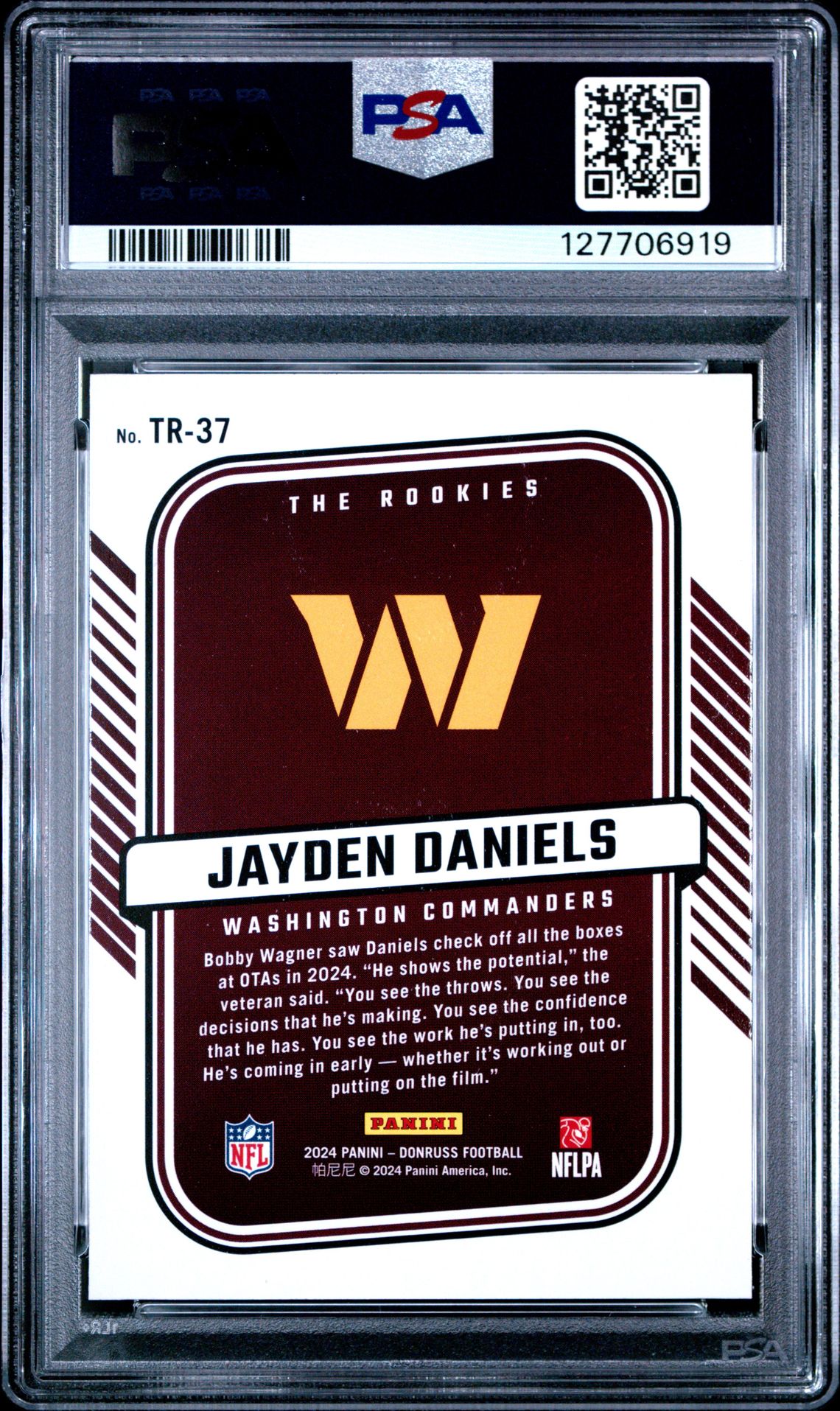 2024 Panini Donruss The Rookies Jayden Daniels #Tr37 Gem Mt 10 back