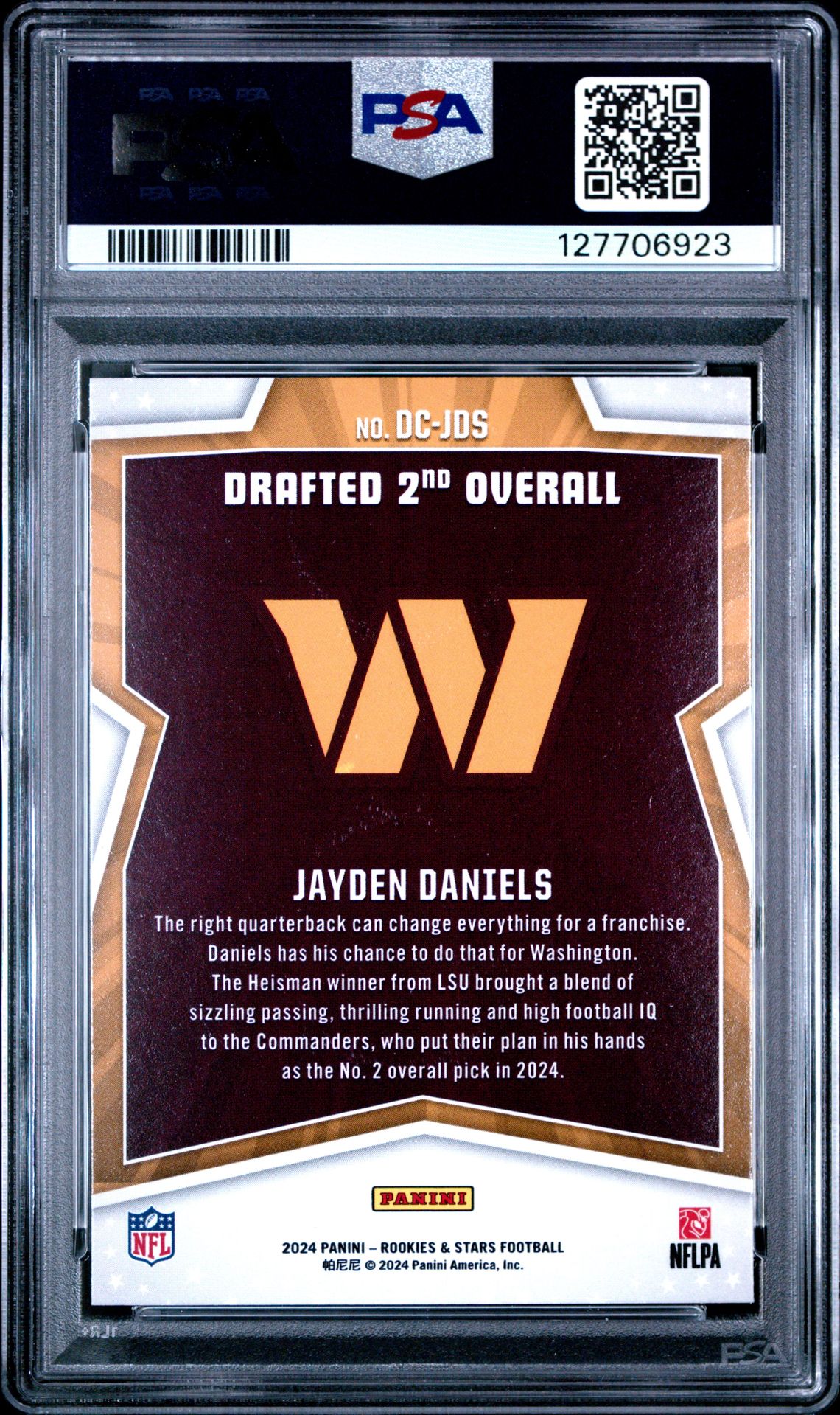 2024 Panini Rookies & Stars Draft Class Jayden Daniels #Dcjds Gem Mt 10 back