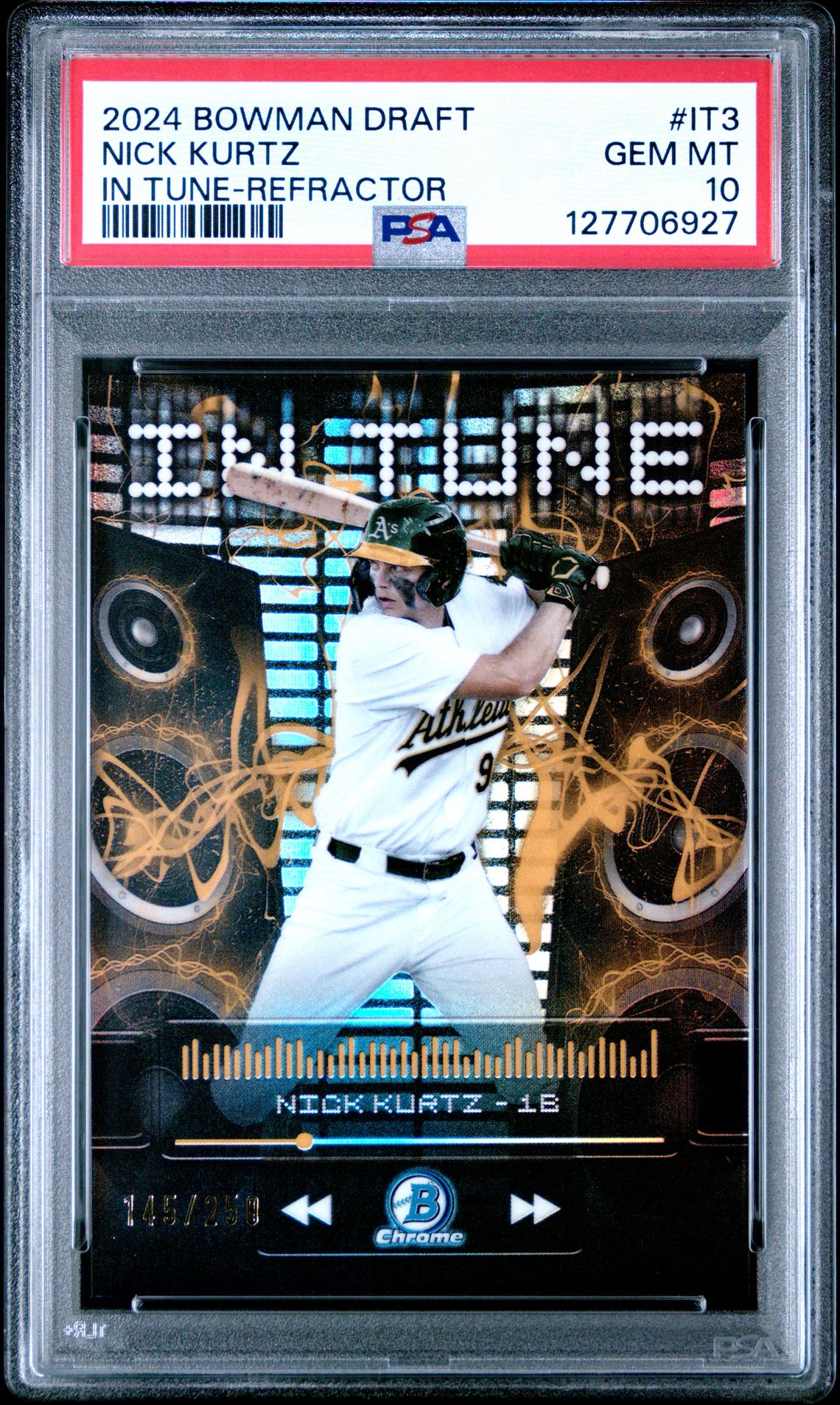 2024 Bowman Draft In Tune Nick Kurtz #It3 (In Tune-Refractor) Gem Mt 10 front