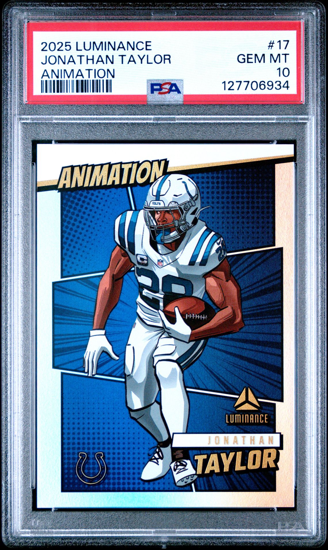 2025 Panini Luminance Animation Jonathan Taylor #17 Gem Mt 10 front