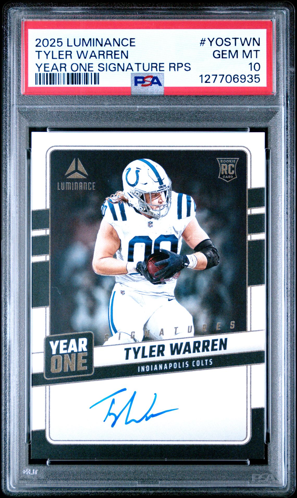 2025 Panini Luminance Year One Signatures Rps Tyler Warren #Yostwn Gem Mt 10 front