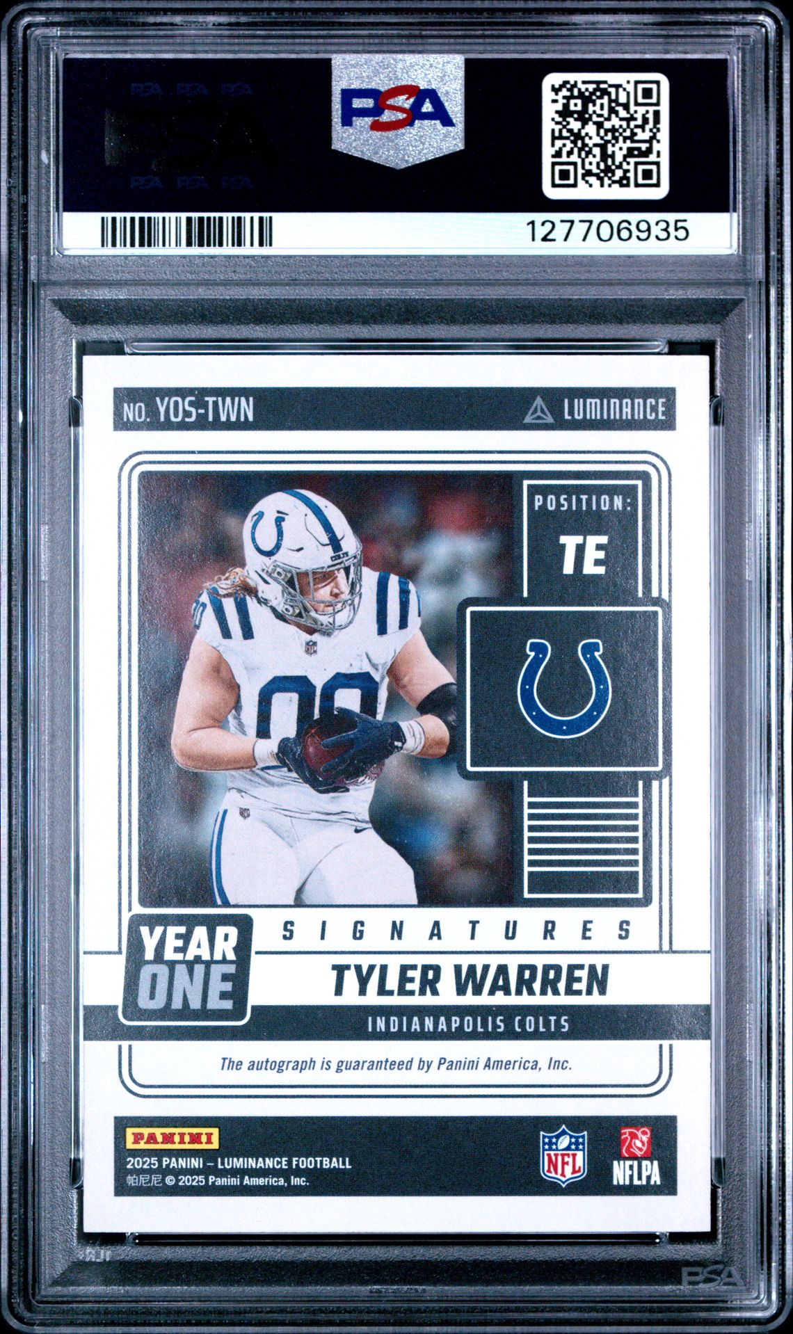 2025 Panini Luminance Year One Signatures Rps Tyler Warren #Yostwn Gem Mt 10 back