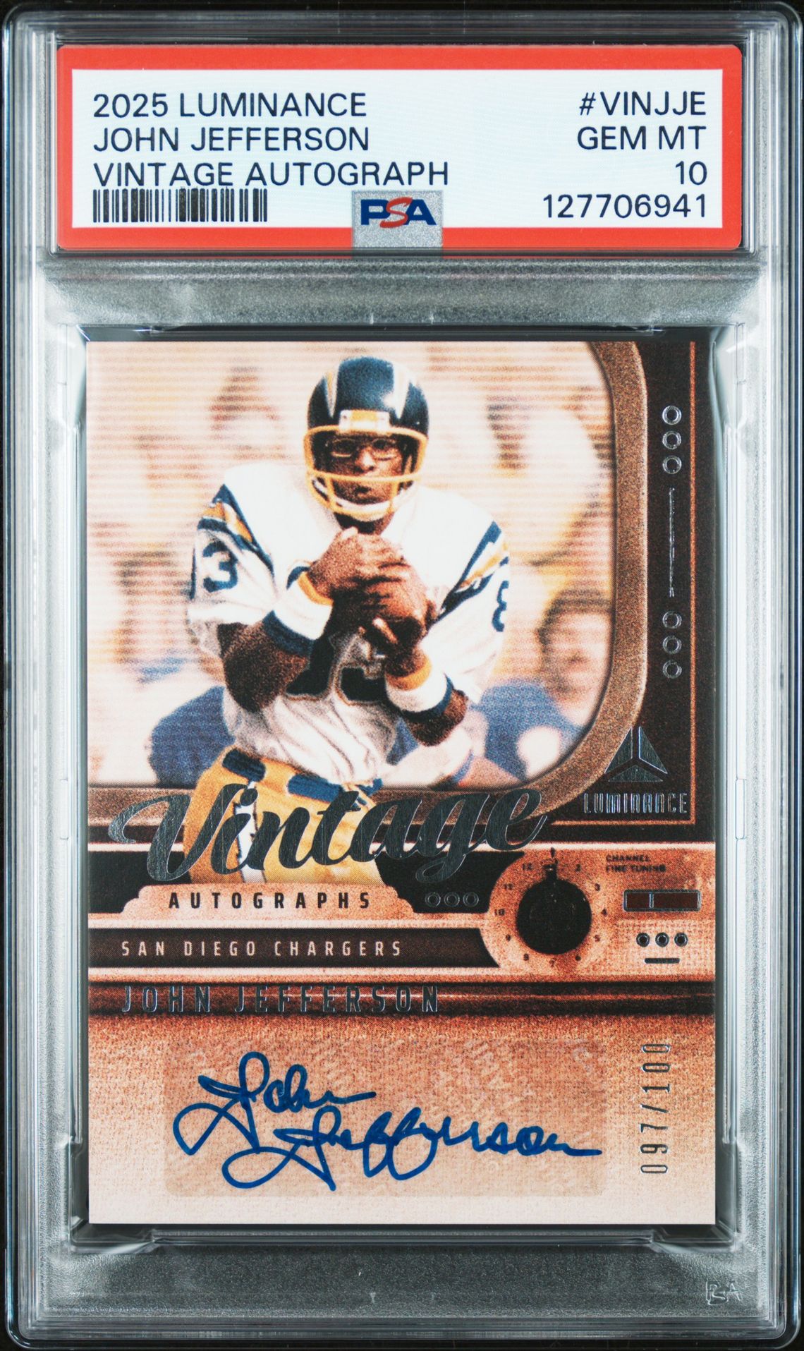 2025 Panini Luminance Vintage Autographs John Jefferson #Vinjje Gem Mt 10 front