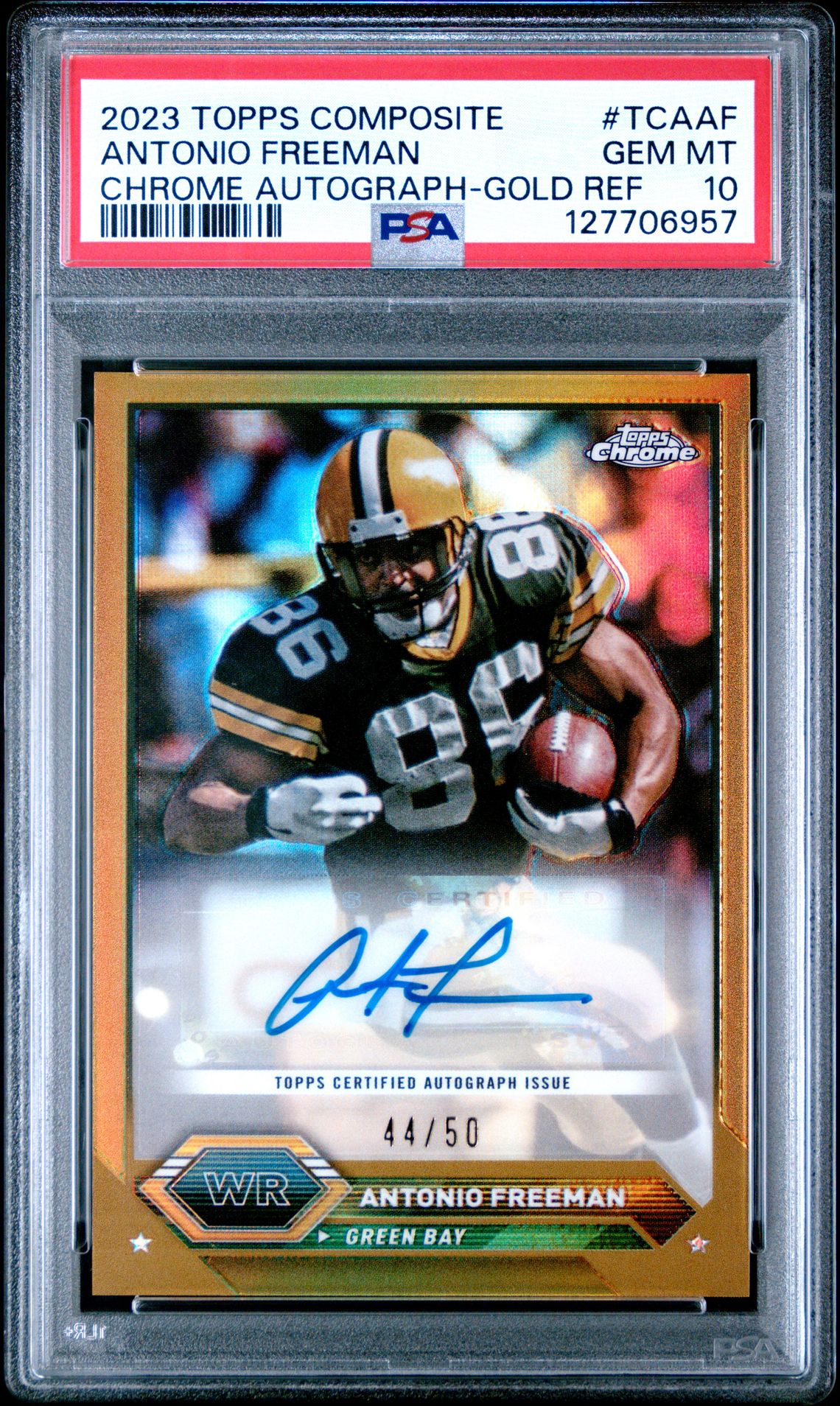2023 Topps Composite Topps Chrome Autographs Antonio Freeman #Tcaaf (Chrome Autograph-Gold Ref) Gem Mt 10 front
