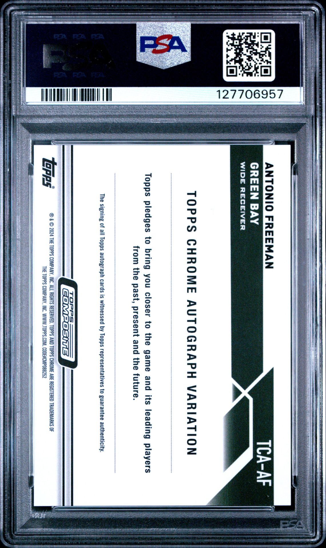 2023 Topps Composite Topps Chrome Autographs Antonio Freeman #Tcaaf (Chrome Autograph-Gold Ref) Gem Mt 10 back