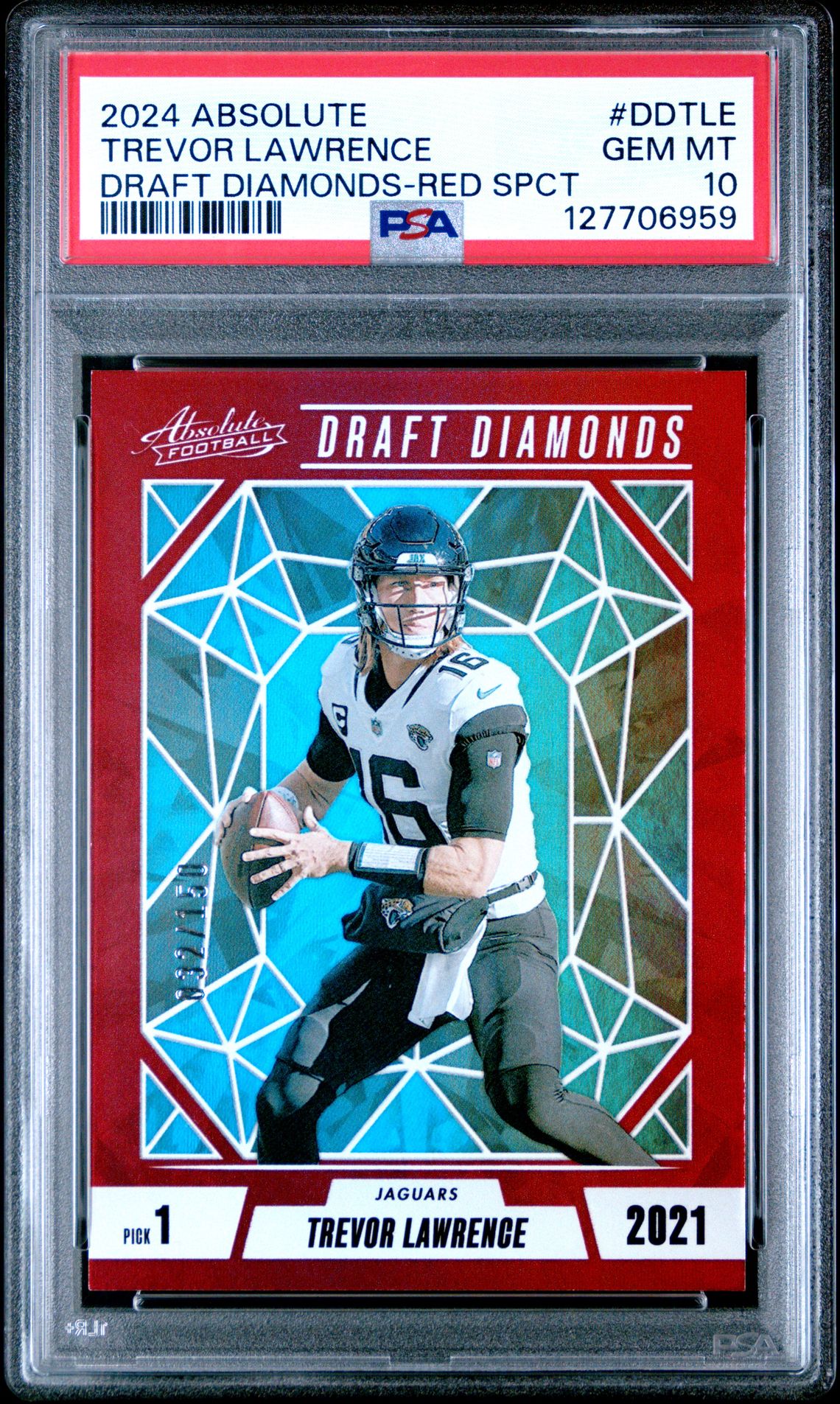 2024 Panini Absolute Draft Diamonds Trevor Lawrence #Ddtle (Draft Diamonds-Red Spct) Gem Mt 10 front