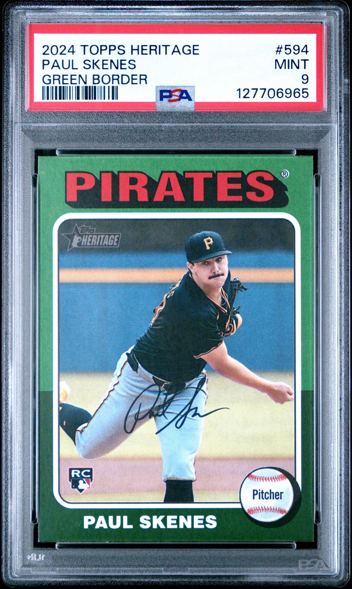 2024 Topps Heritage Paul Skenes #594 (Green Border) Mint 9 front