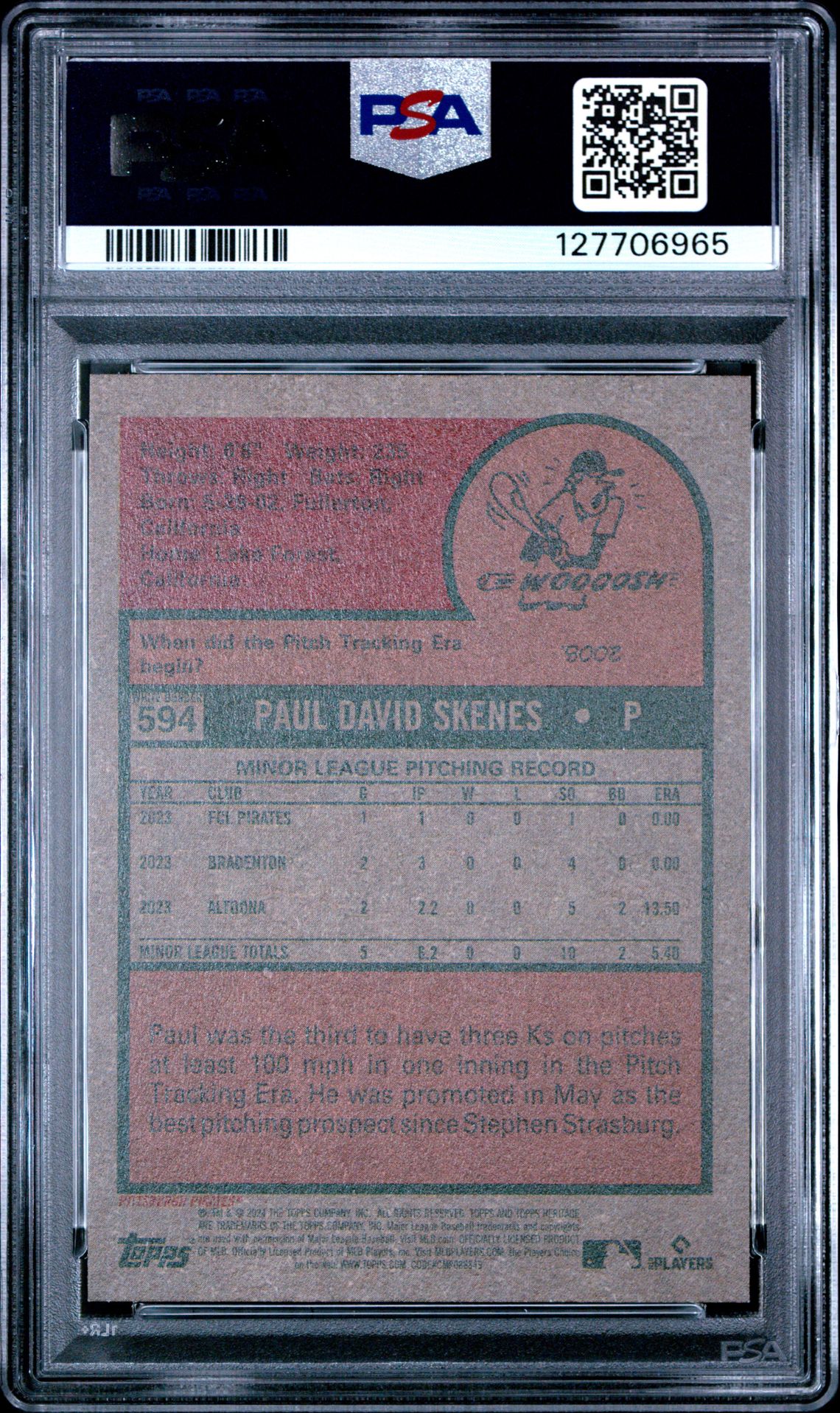 2024 Topps Heritage Paul Skenes #594 (Green Border) Mint 9 back
