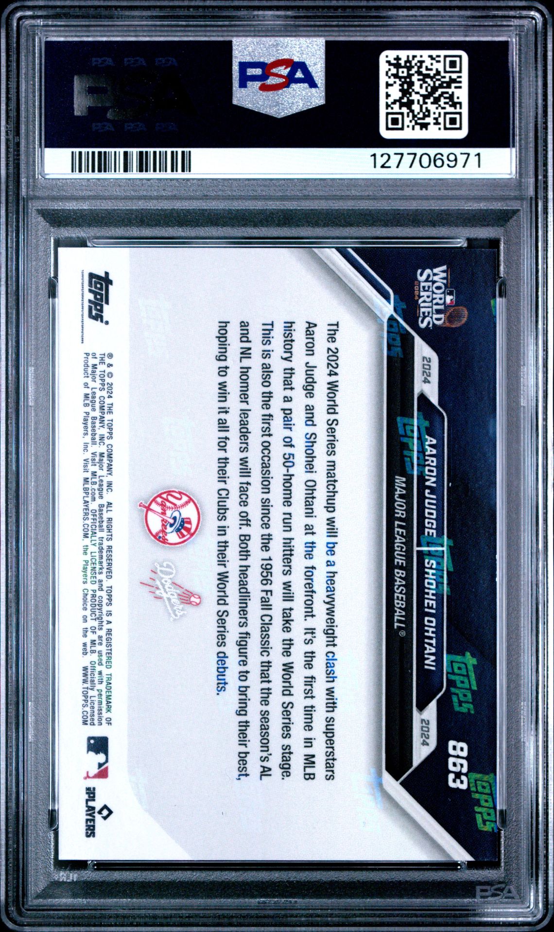 2024 Topps Now Judge/Ohtani #863 Gem Mt 10 back