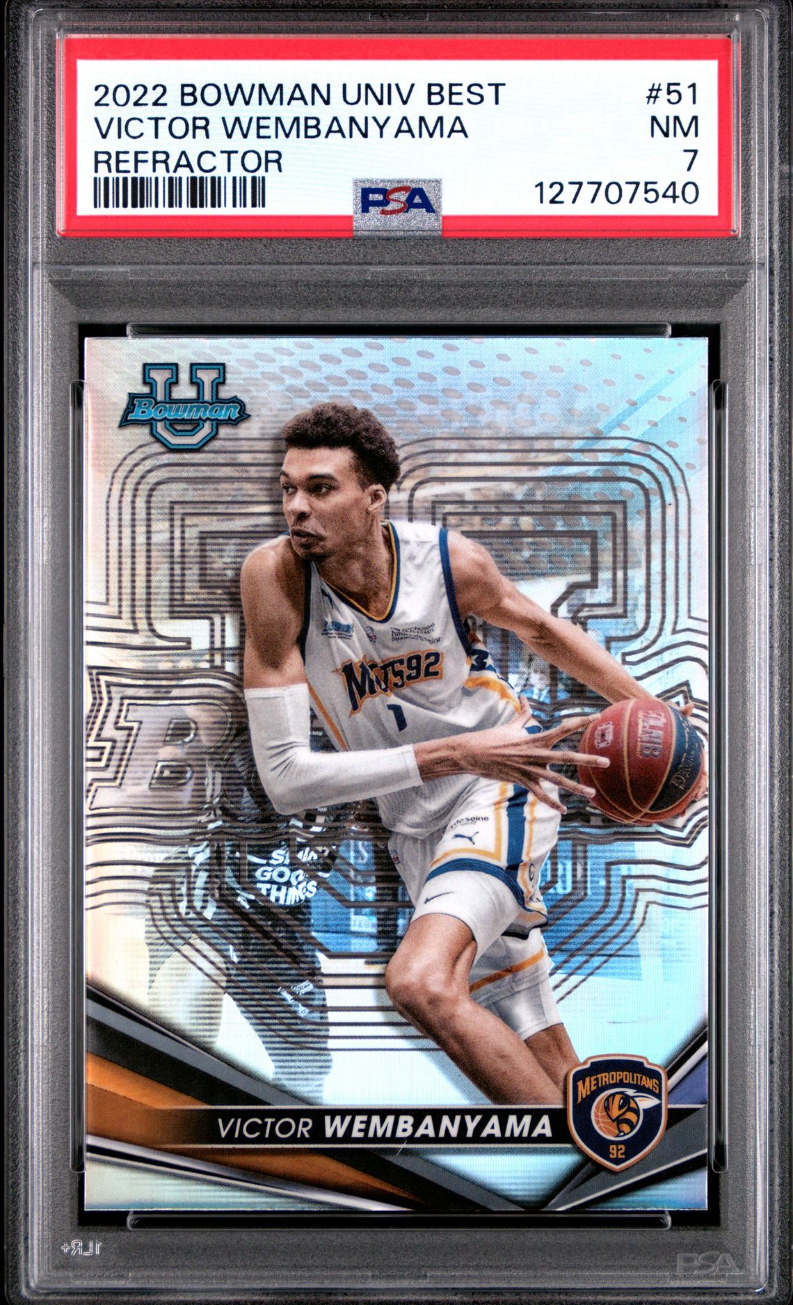 2022 Bowman University Best Victor Wembanyama #51 (Refractor) Nm 7 front