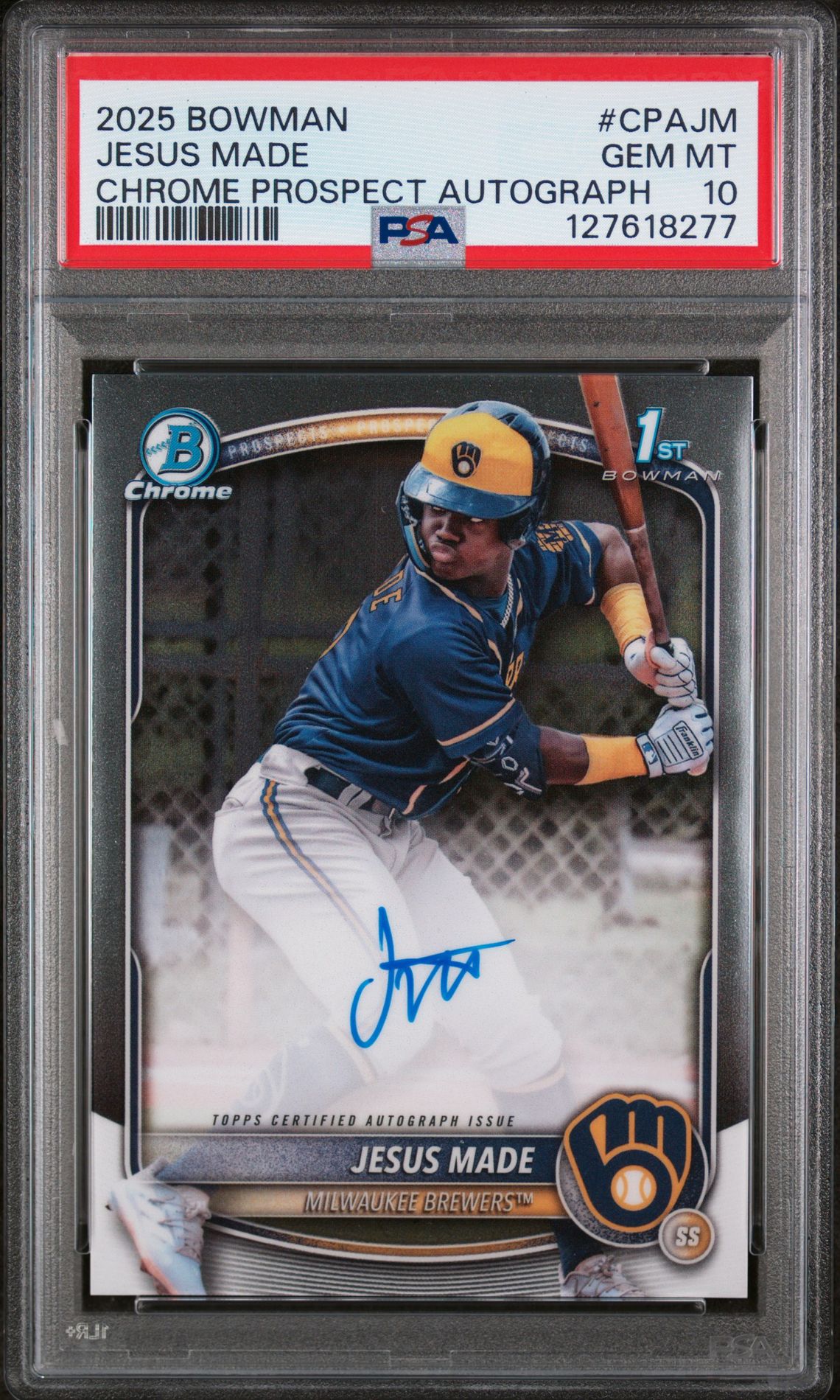 2025 Bowman BOWMAN CHROME PROSPECT AUTOGRAPHS #CPAJM Jesus Made front