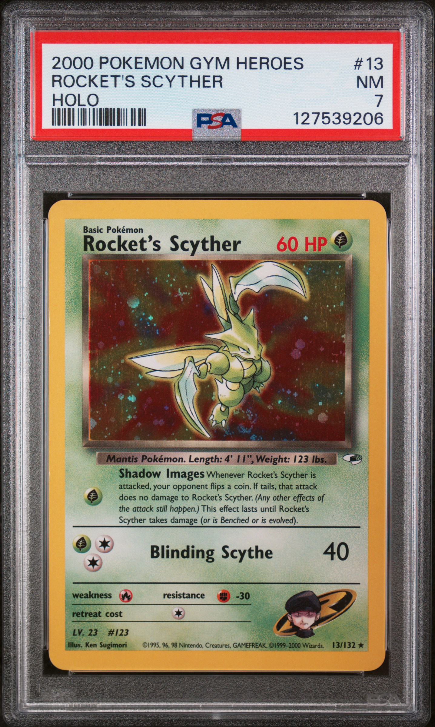 Pokemon - 2000 Rocket'S Scyther Holo #13 Gym Heroes PSA 7