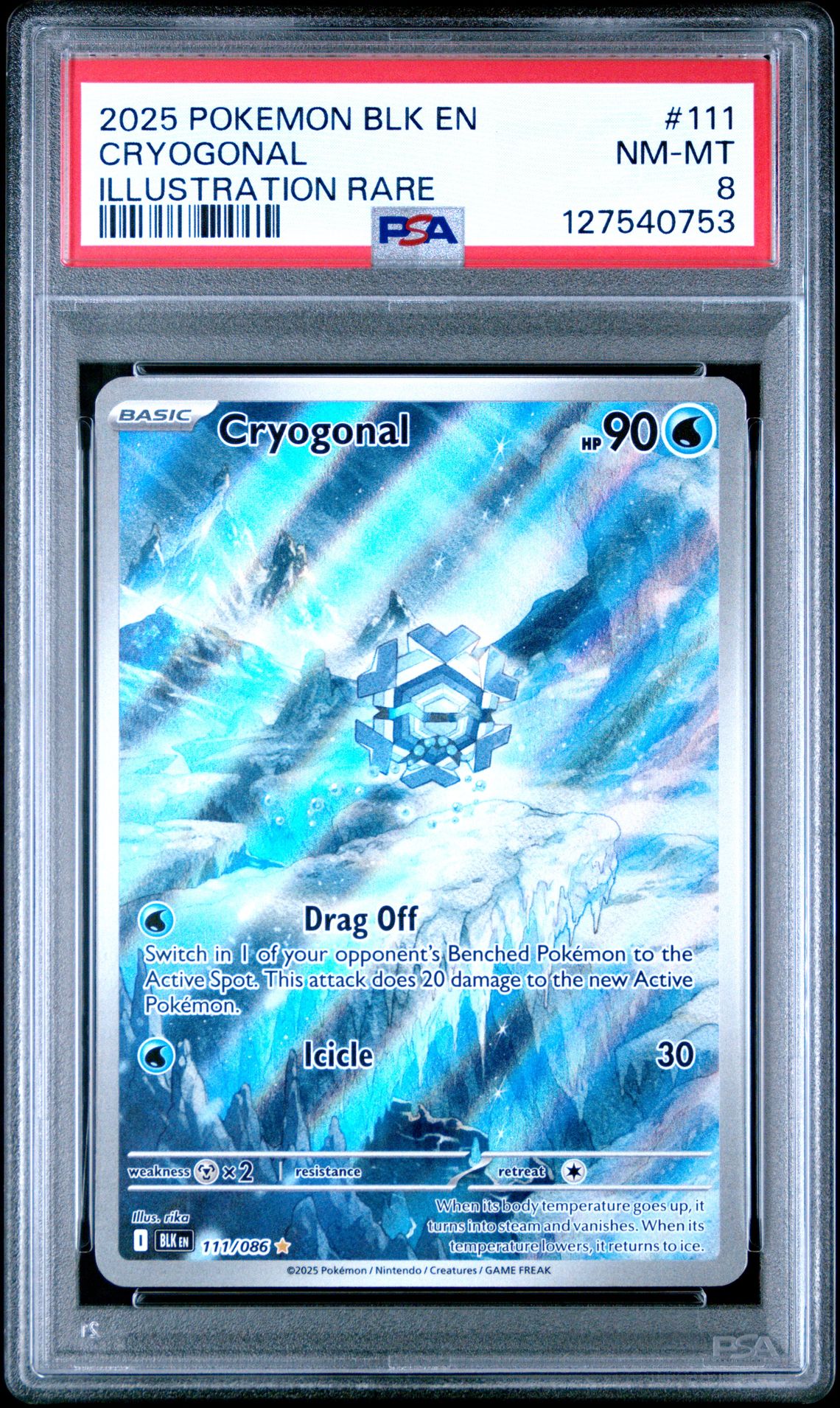 2025 Pokemon POKEMON BLK EN-BLACK BOLT ILLUSTRATION RARE #111 Cryogonal front