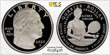 2025-S 25C Althea Gibson Silver First Strike PR70DCAM
